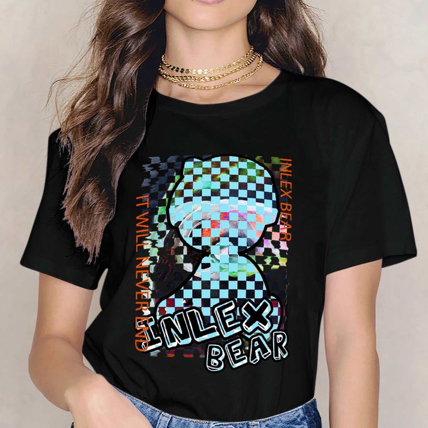 Inlex Bear T-shirtsSimple Fade-Resistant T-Shirt