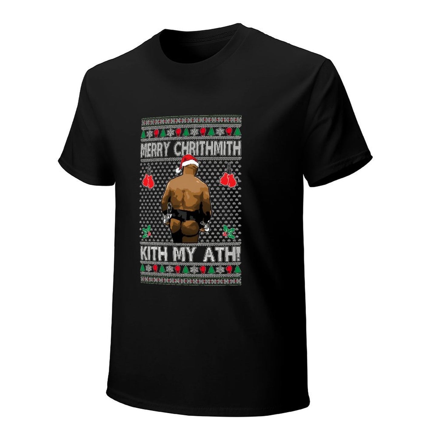 Inkmay Casual Cotton T-shirt Boxing Ugly Christmas With Santa Taint Unisex T-shirtSmoothWear Midweight T-Shirt