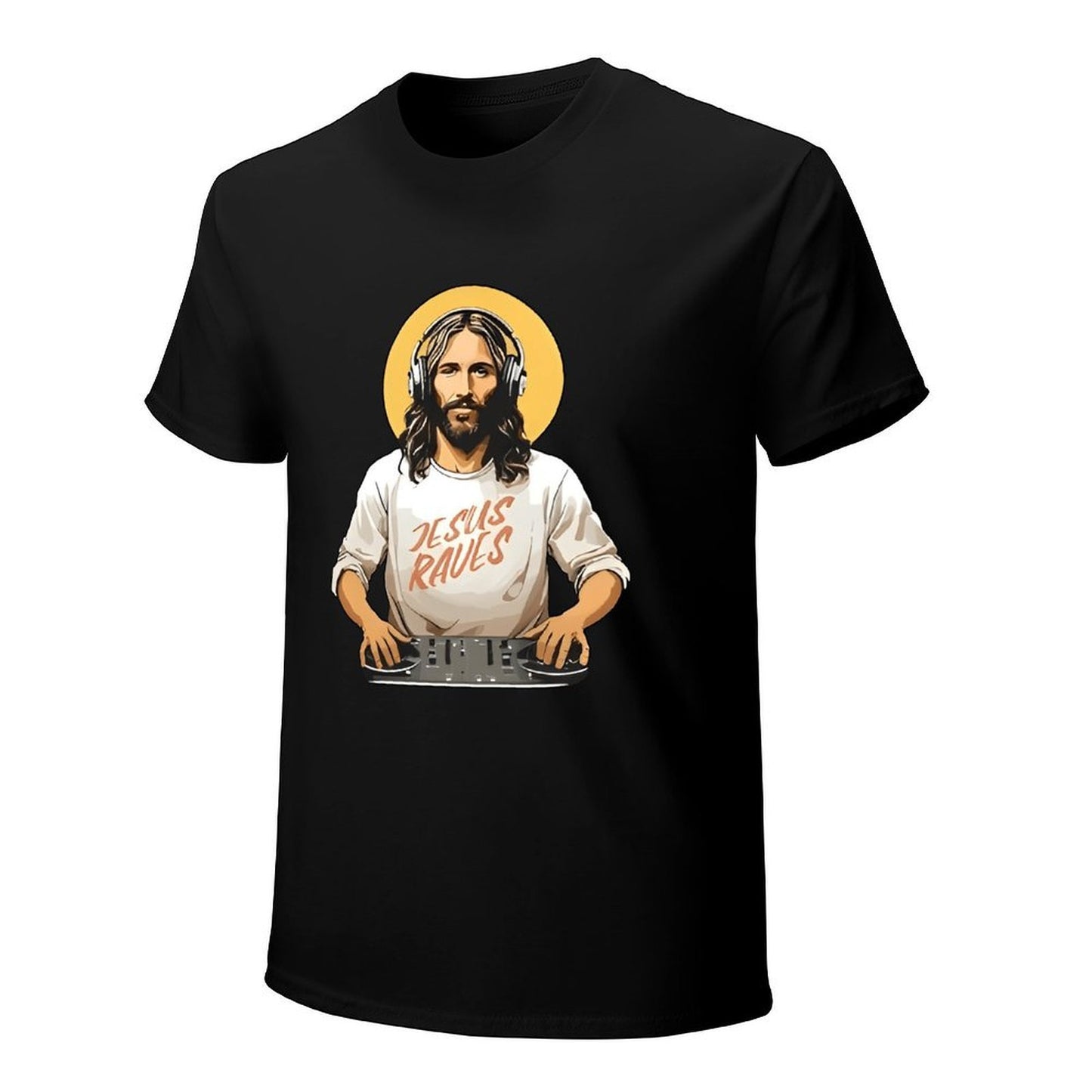 Inkmay Casual Cotton T-shirt Jesus Wears Headphones And Tshirt Unisex T-shirtSport Modern T-Shirt