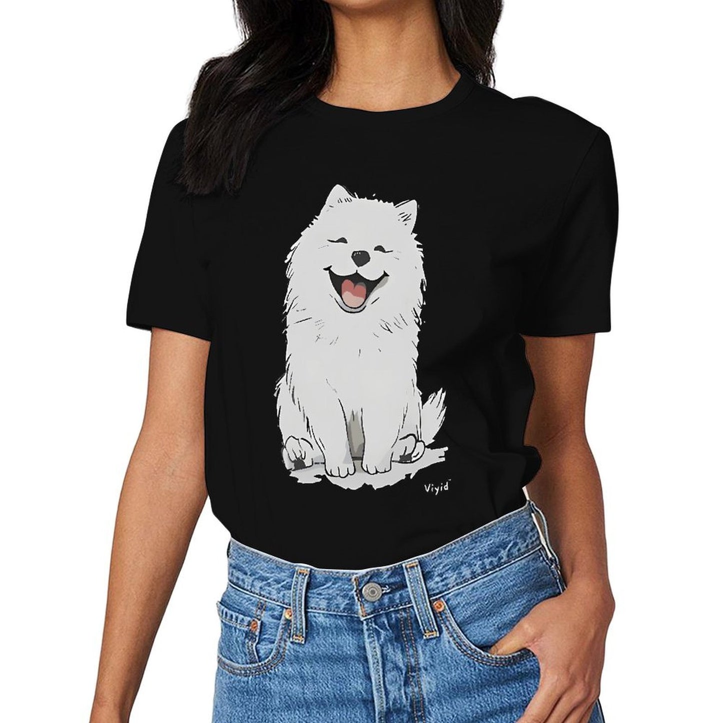 inkmay-casual-cotton-t-shirt-happy-white-dog-with-smiling-face-unisex-t-shirt