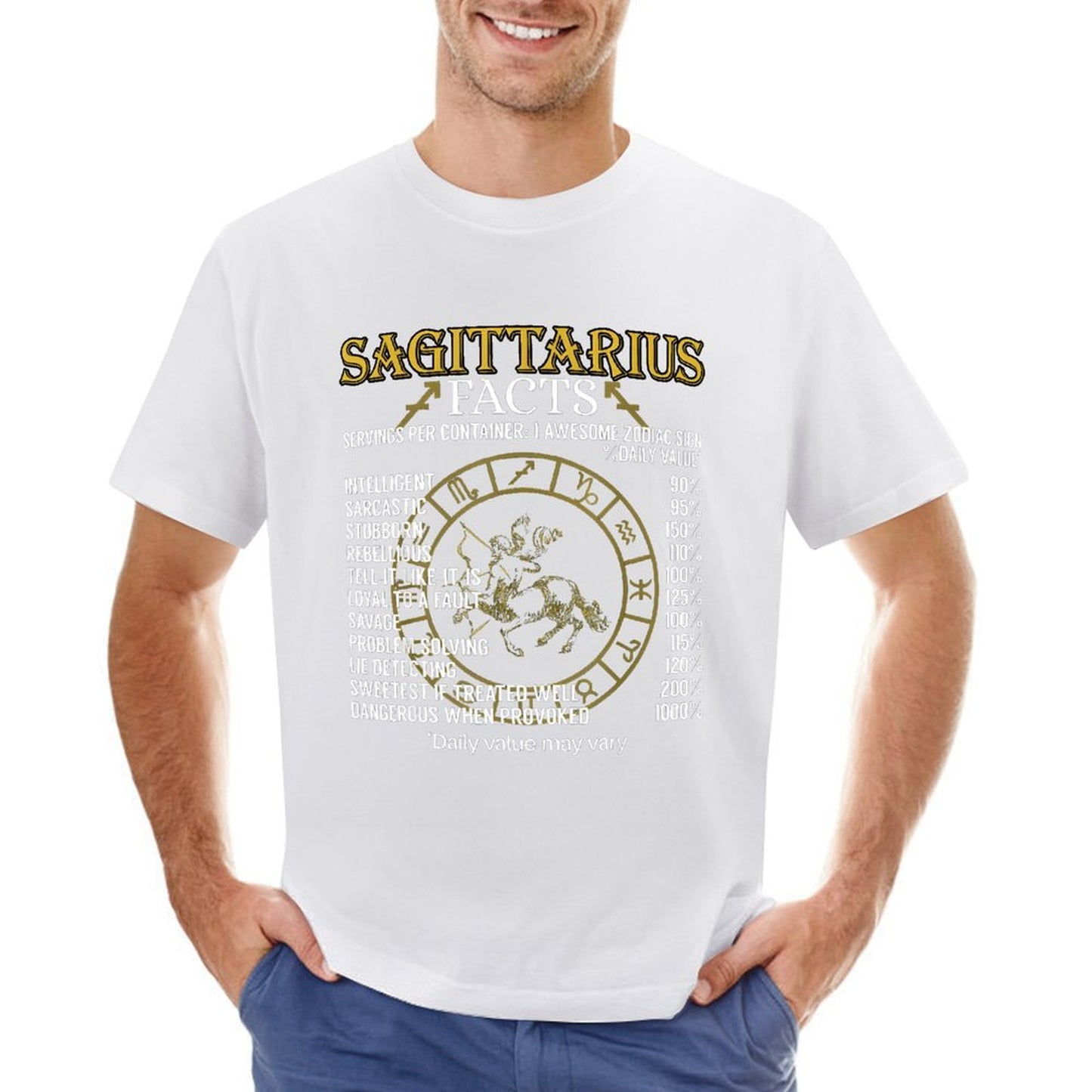 Inkmay Casual Cotton T-shirt Sagittarius Facts Zodiac Sign Traits Listed Unisex T-shirtMen¡¯s / Women¡¯s / Youth Natural T-Shirt