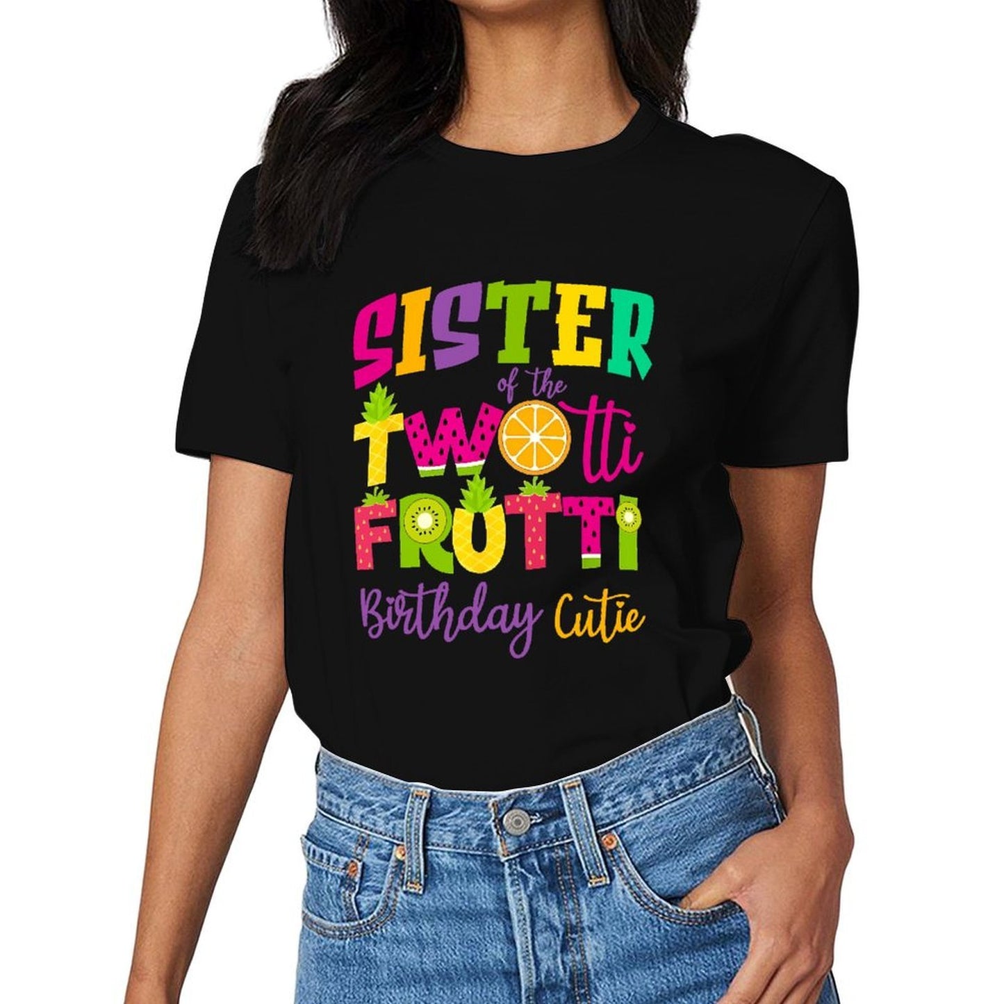 Inkmay Casual Cotton T-shirt Twot Fruitti Colorful Fruit Pattern Design Unisex T-shirtYearRound Classic Fit T-Shirt