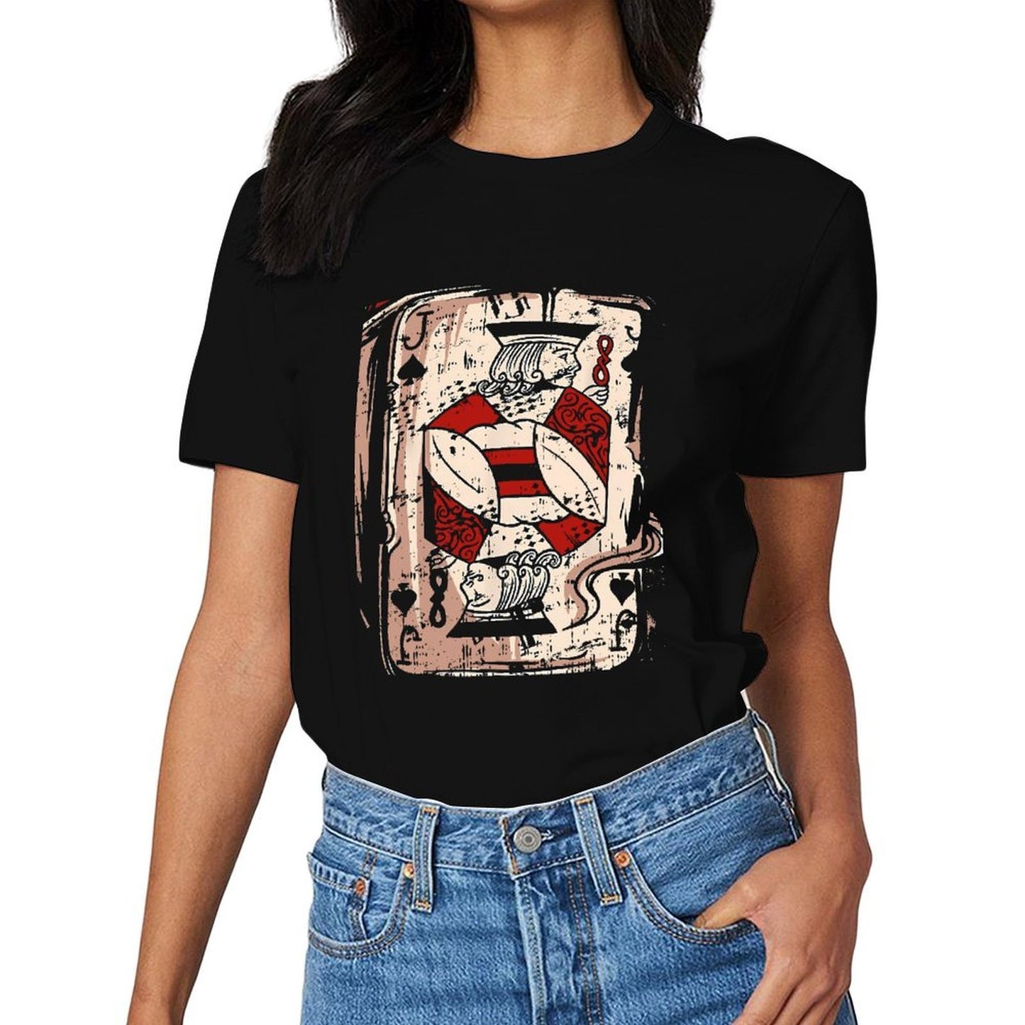 Inkmay Casual Cotton T-shirt Card Design With Red Crosses Unisex T-shirtHeritage Fitted T-Shirt