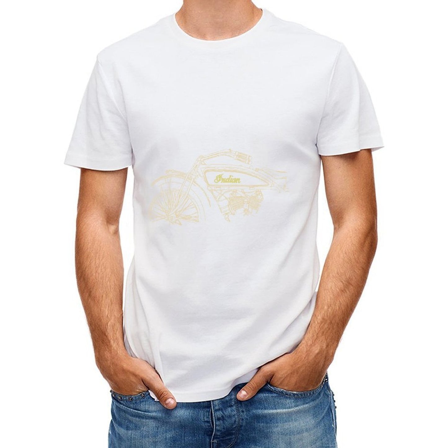 Inkmay Casual Cotton T-shirt Simple Sky With Cloud Pattern Design Unisex T-shirtDaily Indoor T-Shirt