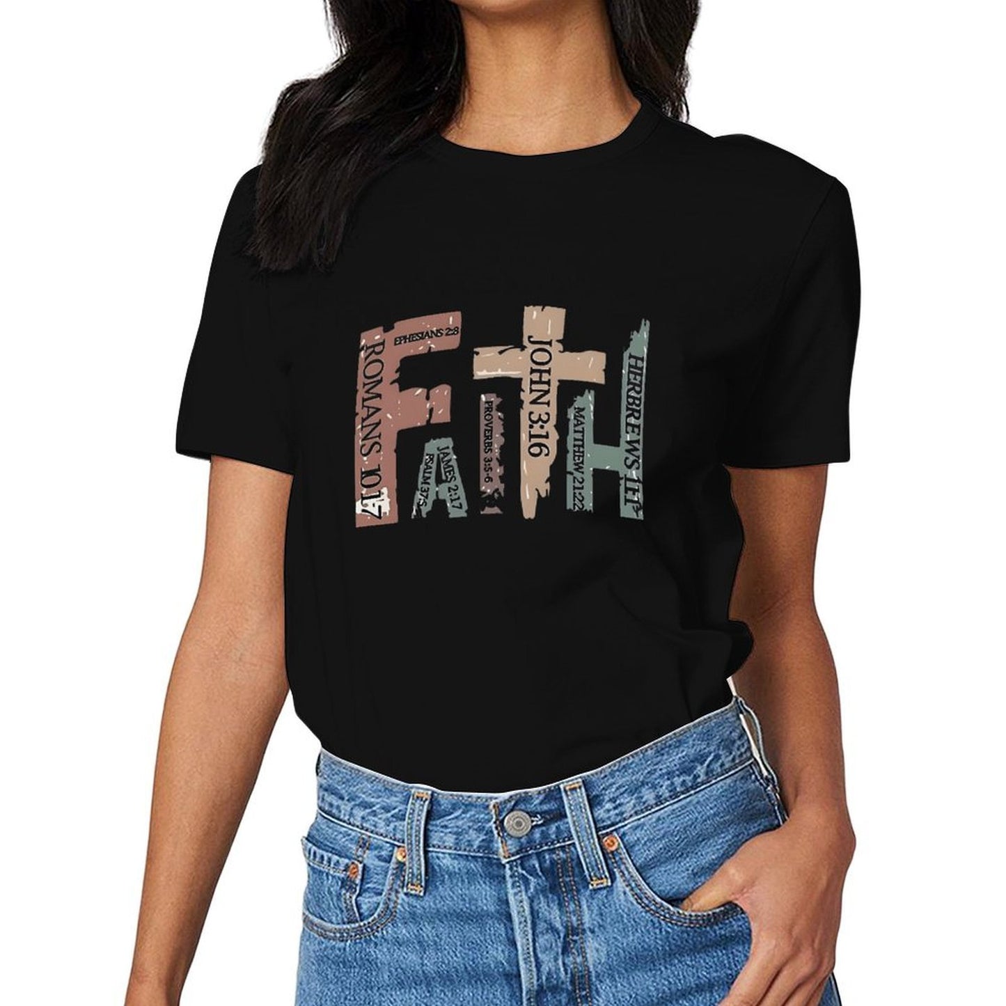 Inkmay Casual Cotton T-shirt Bible Verses On Colorful Backgrounds Unisex T-shirtStandard EverydayComfort T-Shirt