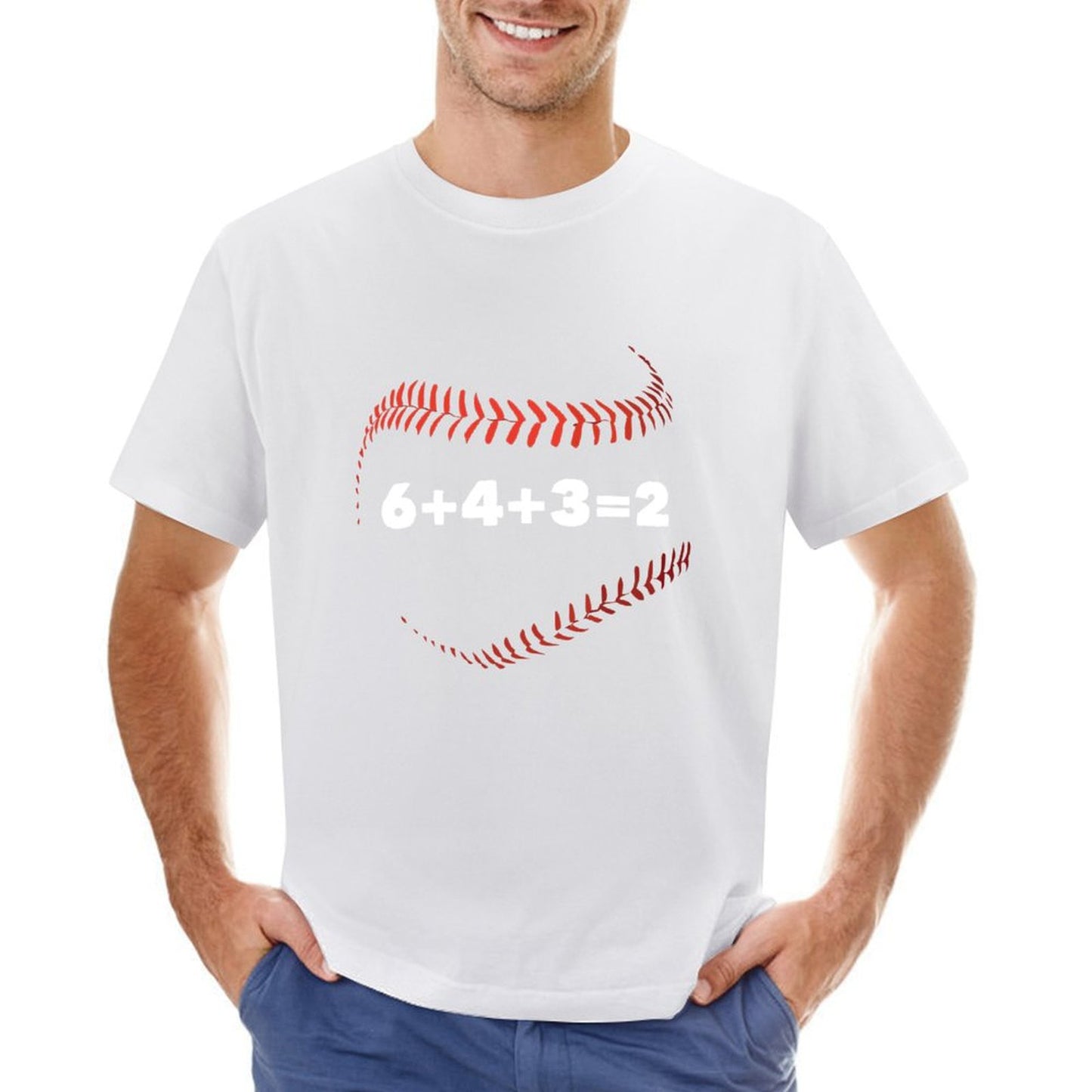 Inkmay Casual Cotton T-shirt Baseball Stitch Pattern Print Art Design Unisex T-shirtEverydayWear SoftWear T-Shirt