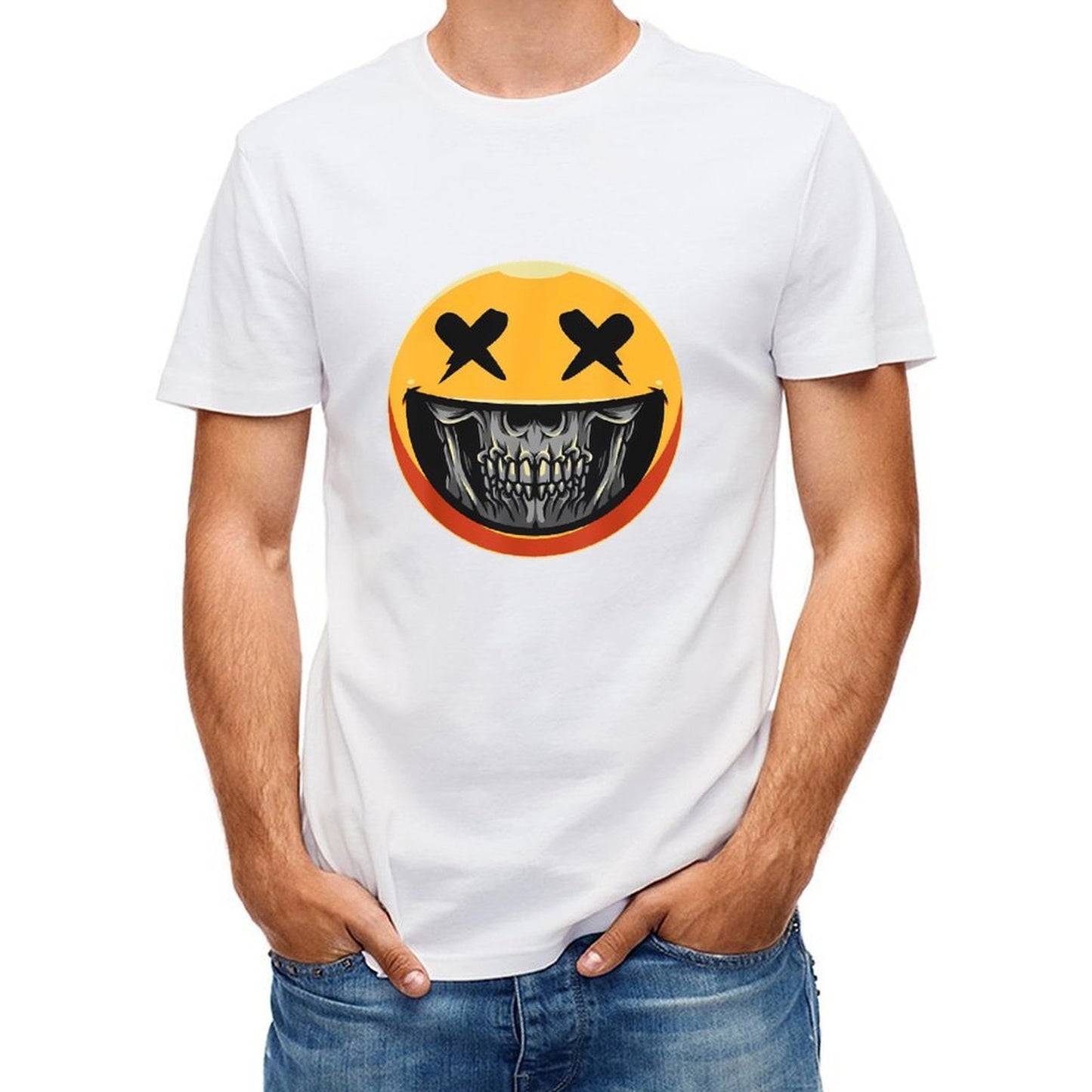 Inkmay Casual Cotton T-shirt Skull Face With Crossed Eyes Unisex T-shirtEasyStyle Sport T-Shirt