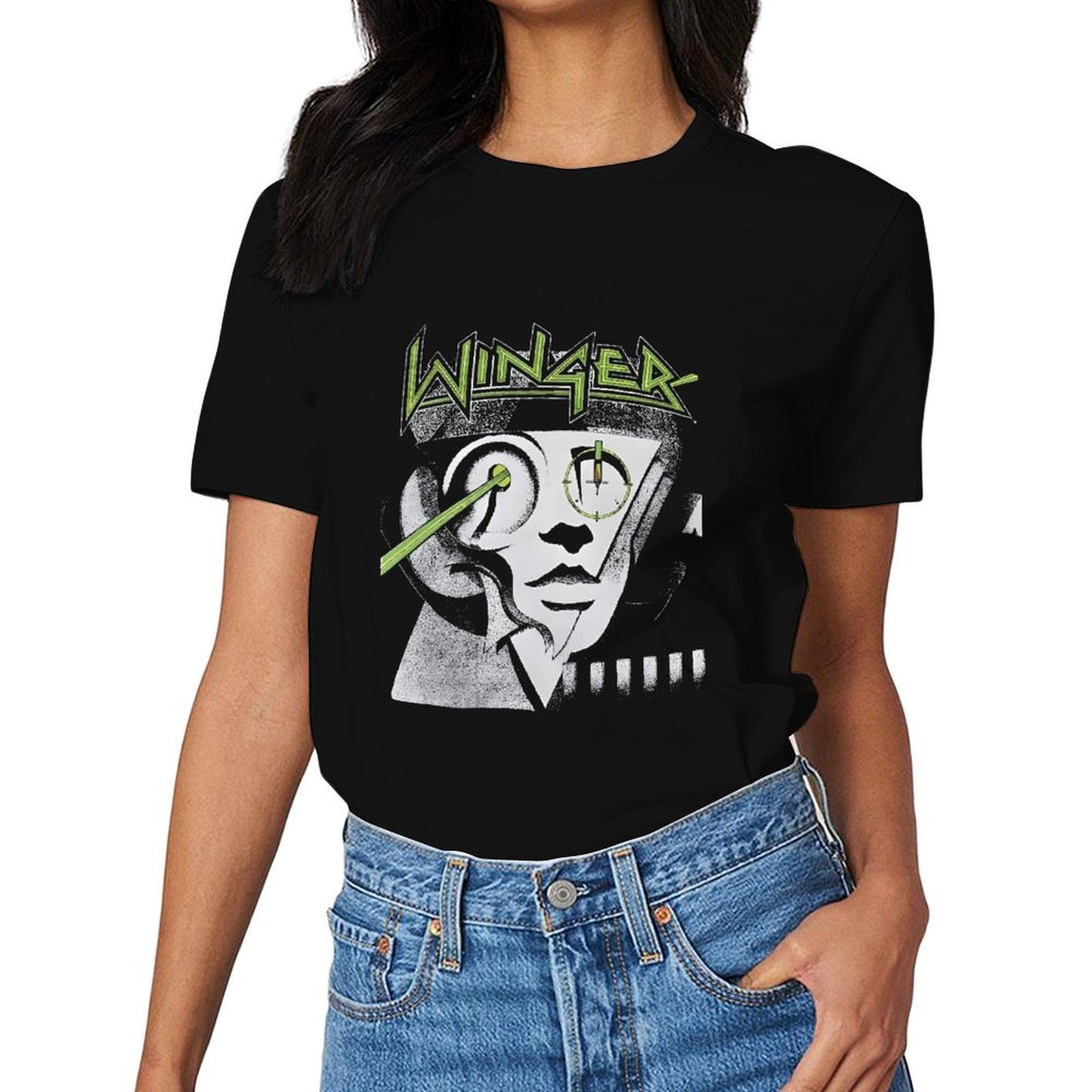 Inkmay Casual Cotton T-shirt Winger Band Artwork With Triangle Unisex T-shirtClassicSeries AllSeason T-Shirt