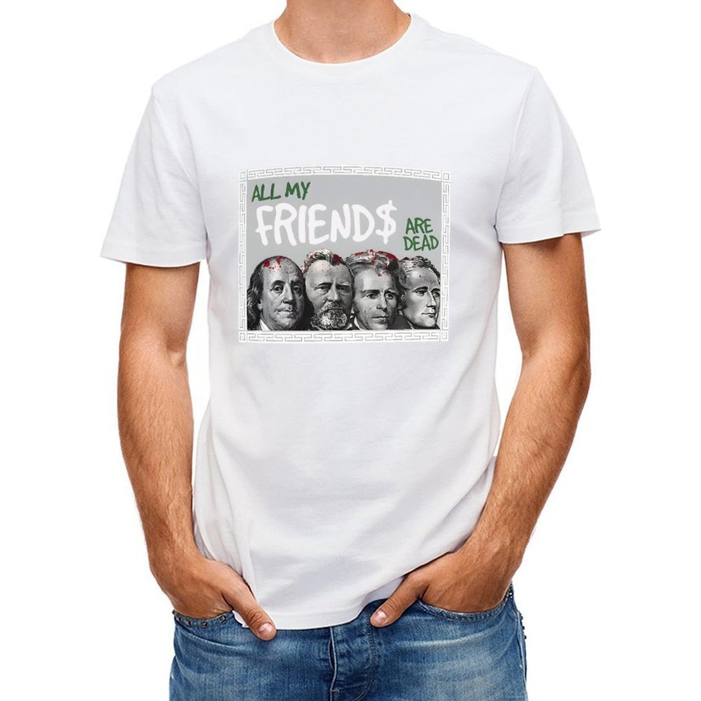 Inkmay Casual Cotton T-shirt All My Friends Are Dead Art Unisex T-shirtPrinting SmoothWear T-Shirt