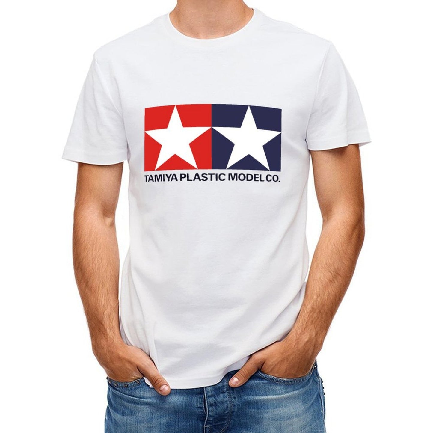 Inkmay Casual Cotton T-shirt Red And Blue Star Pattern Unisex T-shirtSoftTouch SoftFeel T-Shirt