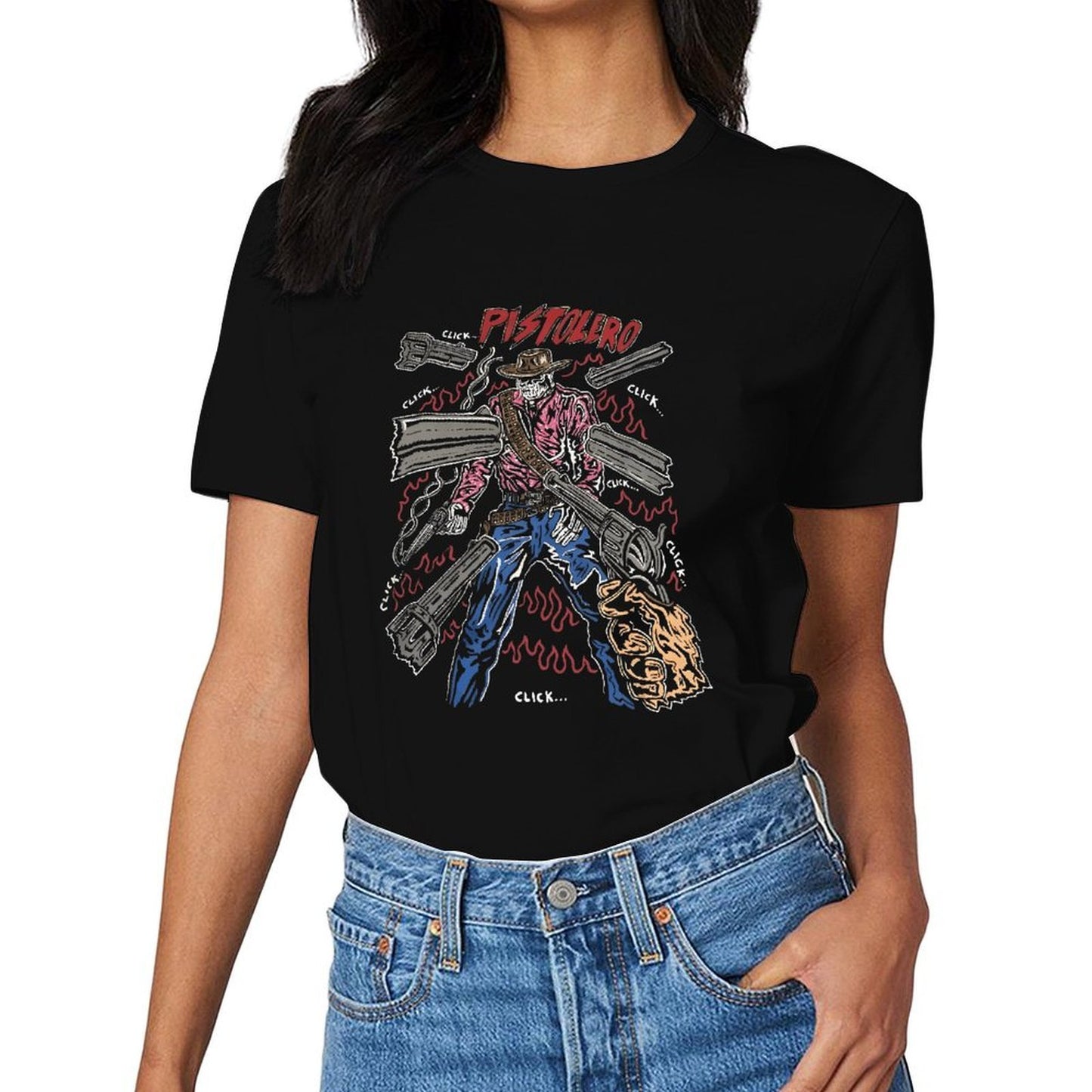 Inkmay Casual Cotton T-shirt Cowboy With Guns And Bandana Unisex T-shirtEasyStyle Studio T-Shirt
