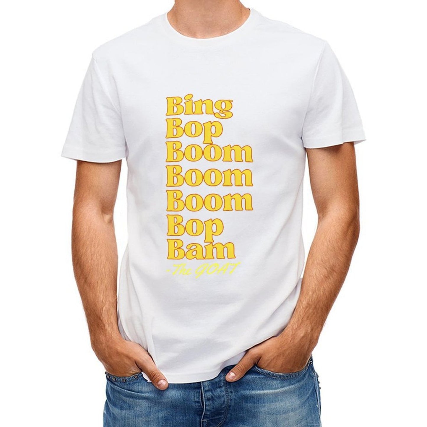 Inkmay Casual Cotton T-shirt Bing Bop Boom Pattern Print Design Unisex T-shirt