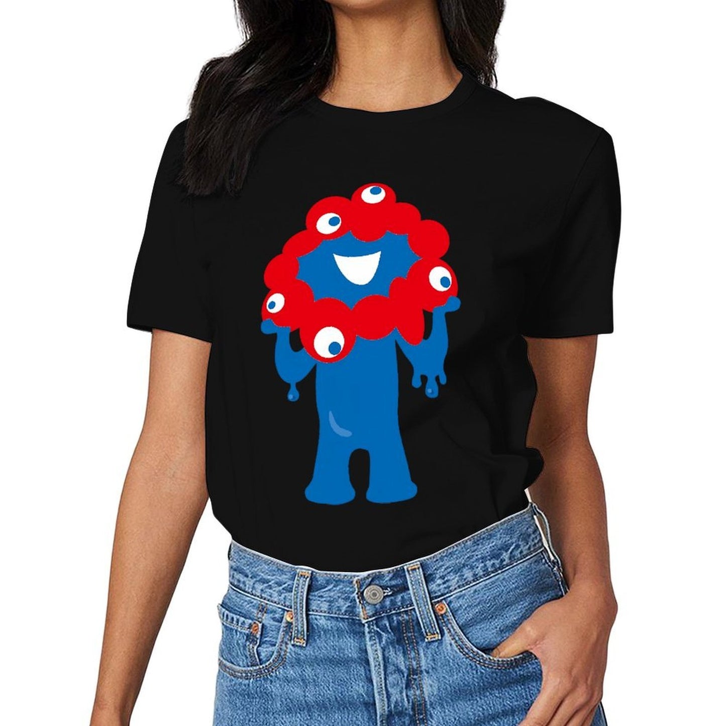 Inkmay Casual Cotton T-shirt Blue Creature With Red Spots Unisex T-shirtEverydayComfort Heritage T-Shirt