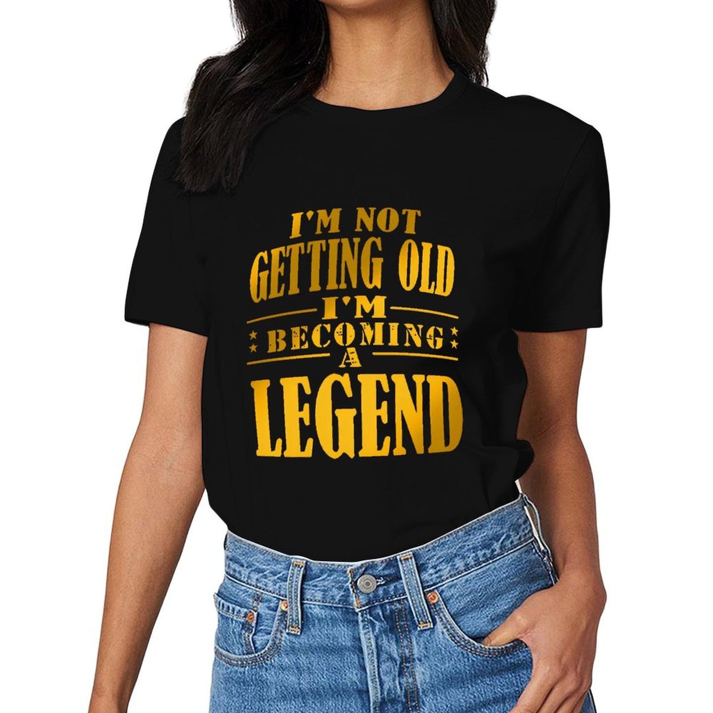 Inkmay Casual Cotton T-shirt Becoming A Legend Print Design Art Unisex T-shirtCrewneck Logo-Ready T-Shirt