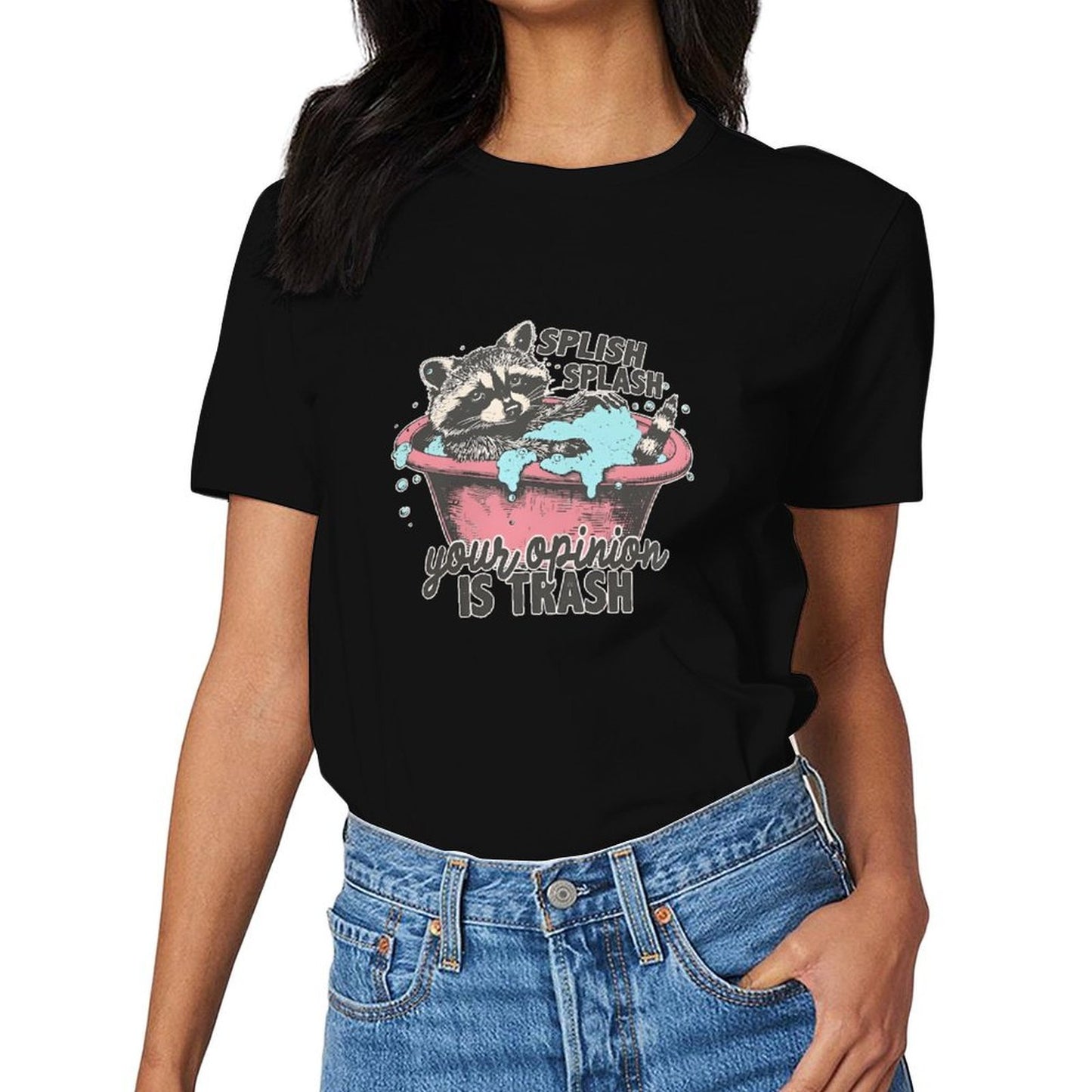 Inkmay Casual Cotton T-shirt Raccoon In Tub With Bubbles Unisex T-shirtActiveLine EssentialFit T-Shirt