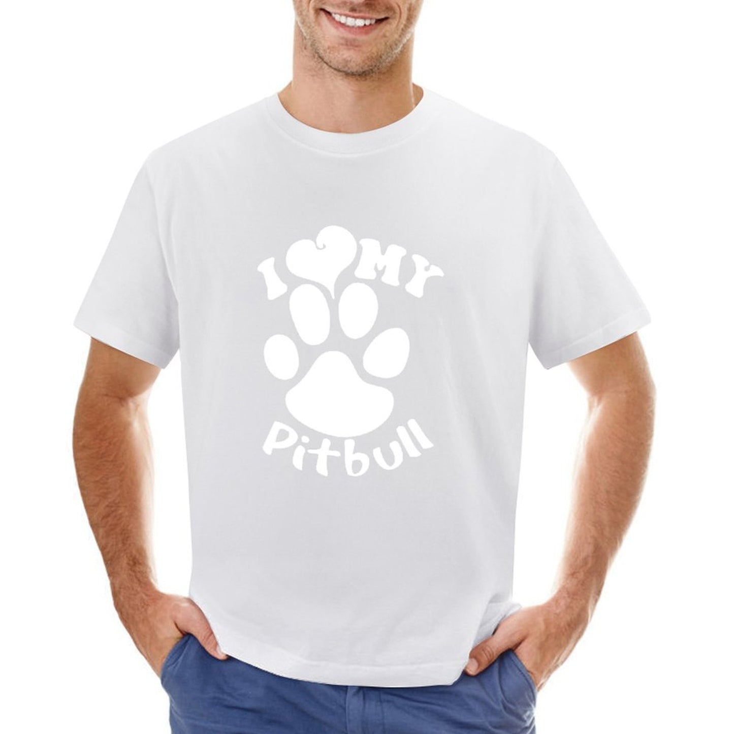 Inkmay Casual Cotton T-shirt Paw Print With I Love My Unisex T-shirtAllDay AllSeason T-Shirt