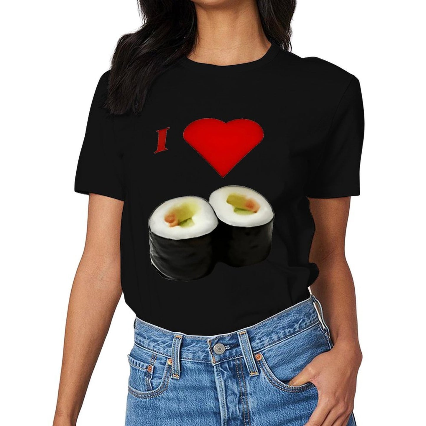 Inkmay Casual Cotton T-shirt Sushi Rolls With Heart Above Unisex T-shirt