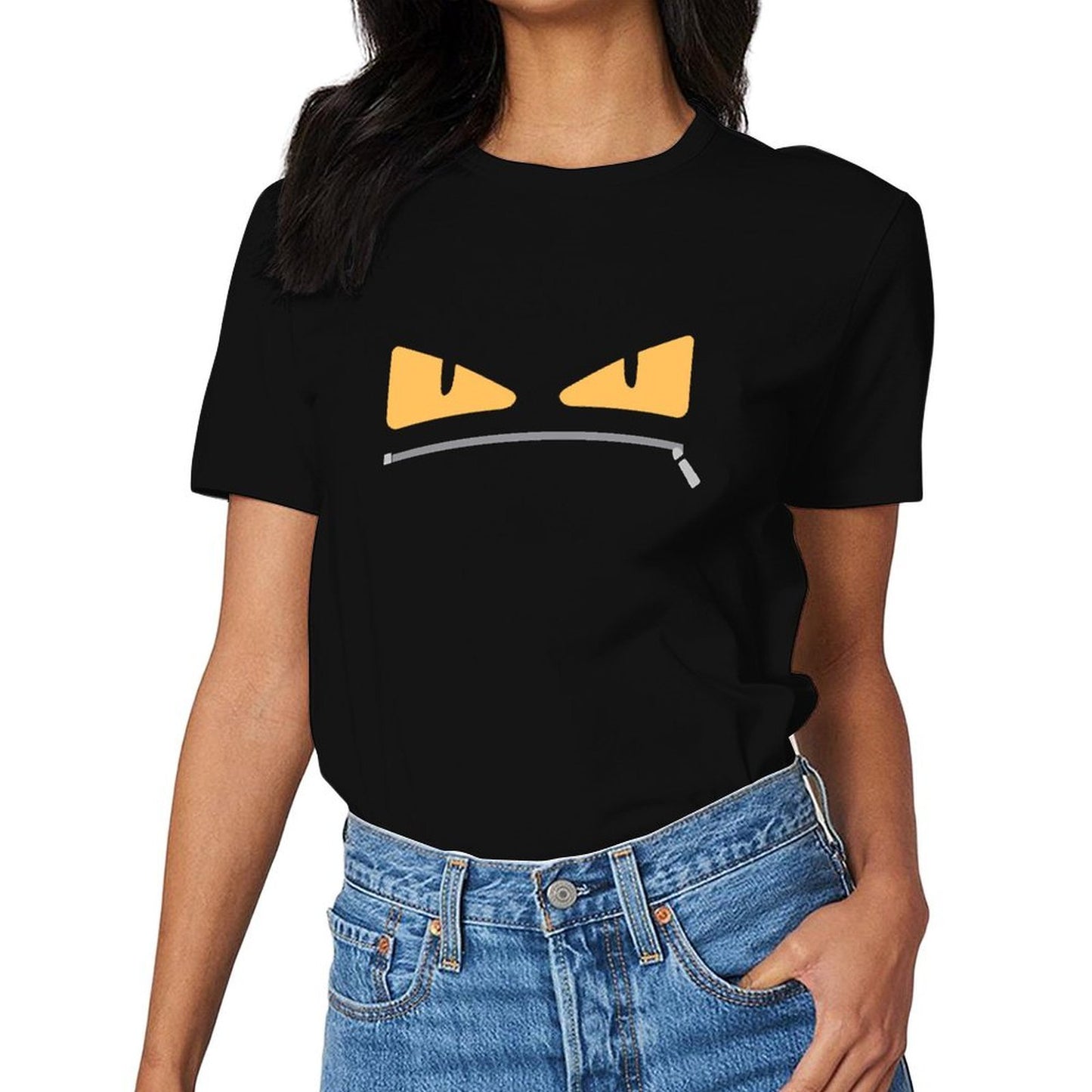 Inkmay Casual Cotton T-shirt Abstract Yellow And Black Design Unisex T-shirtEverydayFit Indoor T-Shirt