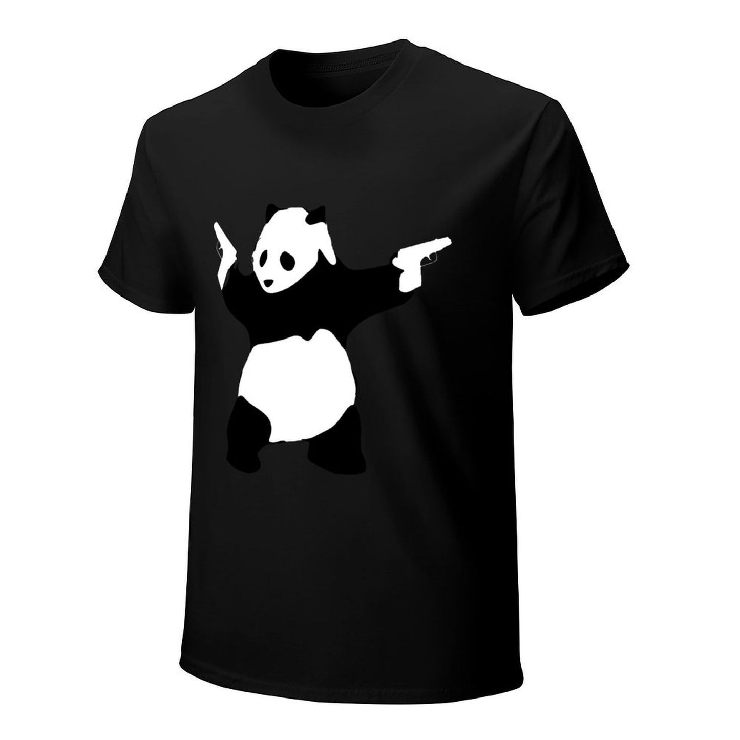 Inkmay Casual Cotton T-shirt Panda Design On Black Background Unisex T-shirtClassic EverydayTee T-Shirt