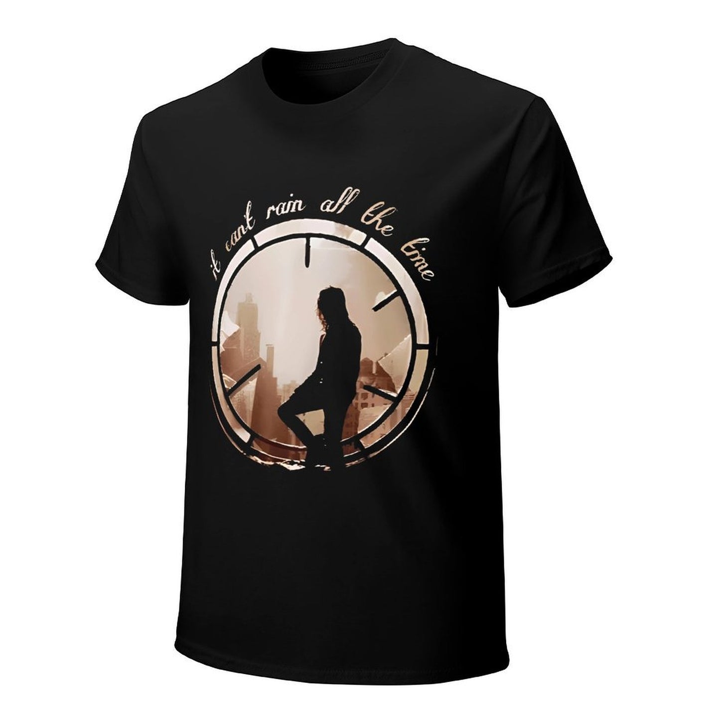Inkmay Casual Cotton T-shirt Cityscape Silhouette Within Circular Frame Design Unisex T-shirtLogo-Ready RegularFit T-Shirt