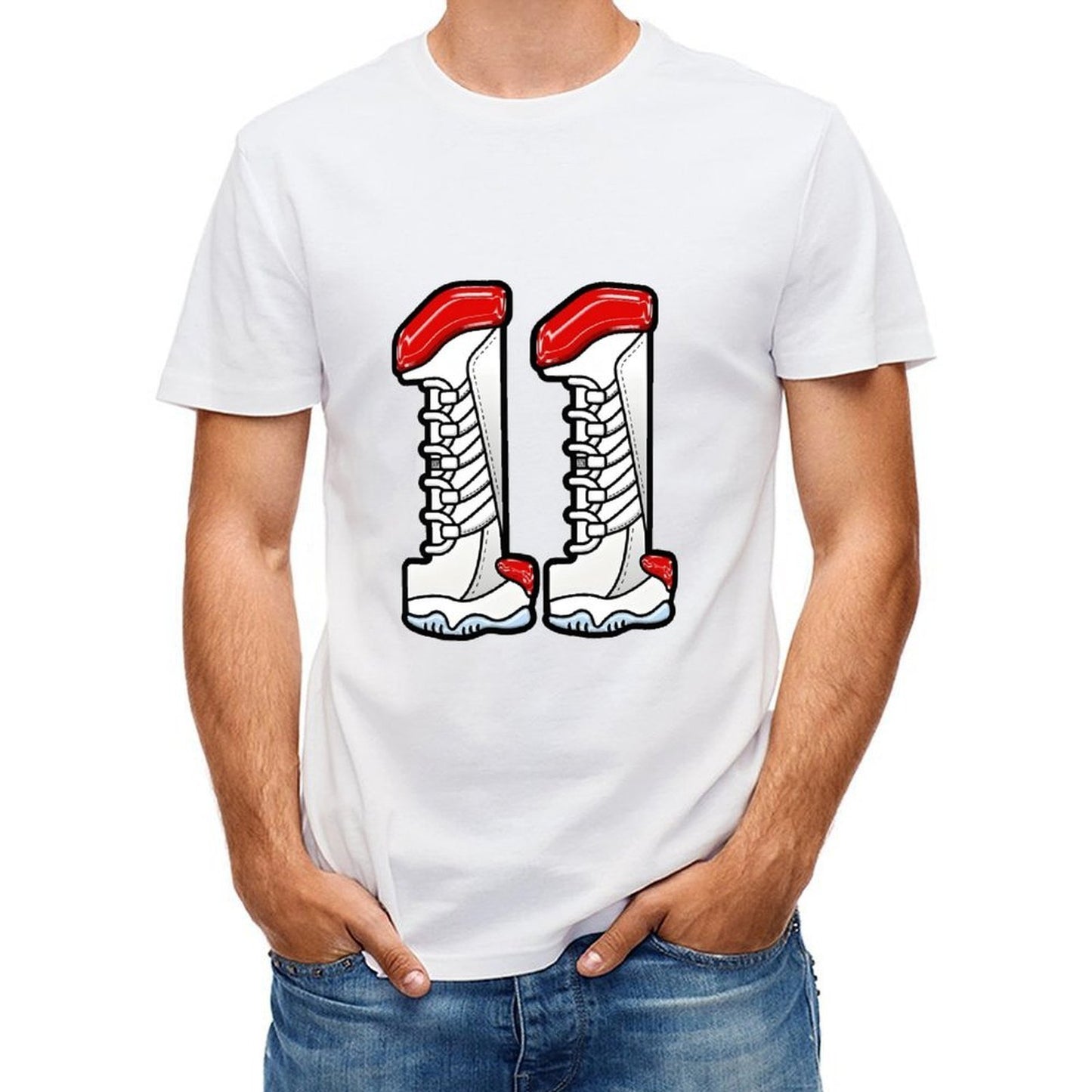 Inkmay Casual Cotton T-shirt White Boots With Red Accents Unisex T-shirtPure Fundraising T-Shirt