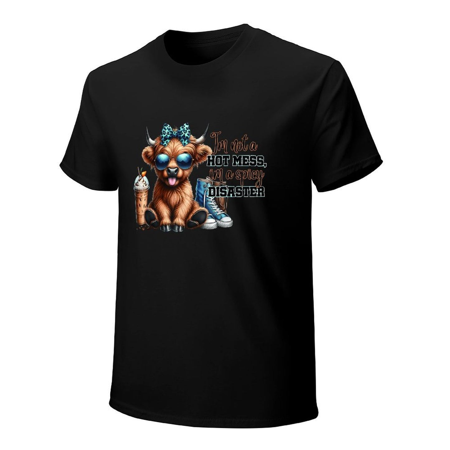 Inkmay Casual Cotton T-shirt Cartoon Cow With Sunglasses And Sneakers Unisex T-shirtSoftWear ActiveWear T-Shirt
