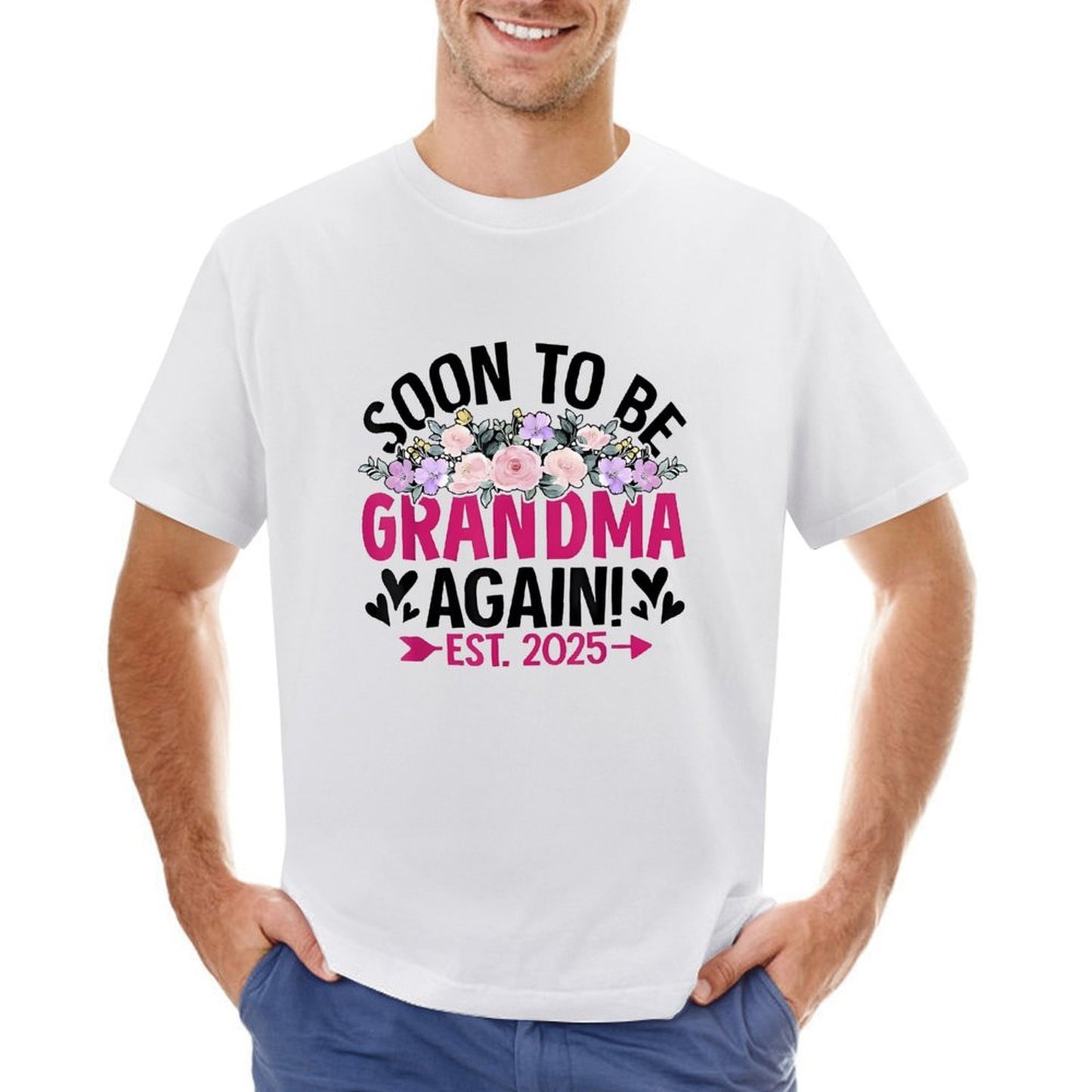 Inkmay Casual Cotton T-shirt Soon To Be Grandma Again Est Unisex T-shirtBatch-Printed Printed T-Shirt