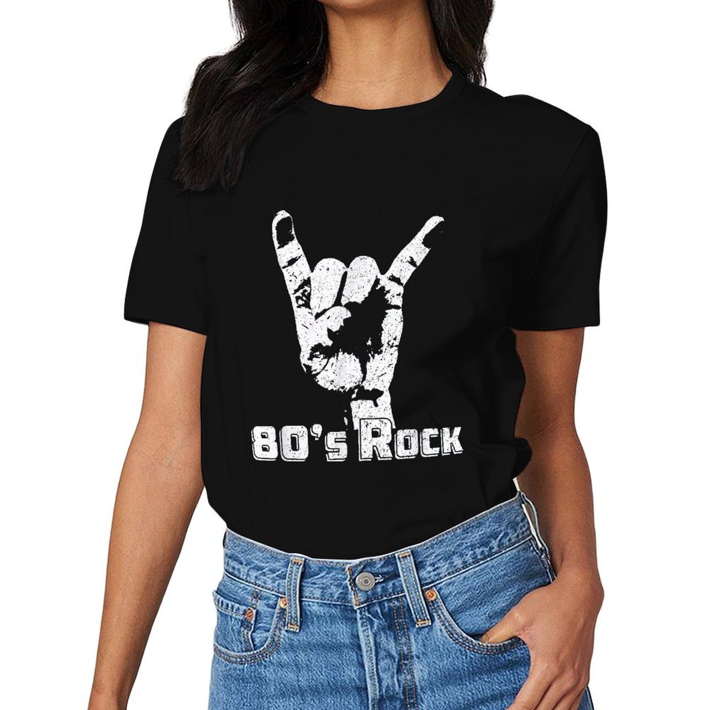 Inkmay Casual Cotton T-shirt Hand Gesture With Eighties Rock Design Unisex T-shirtStandard ClassicFit T-Shirt