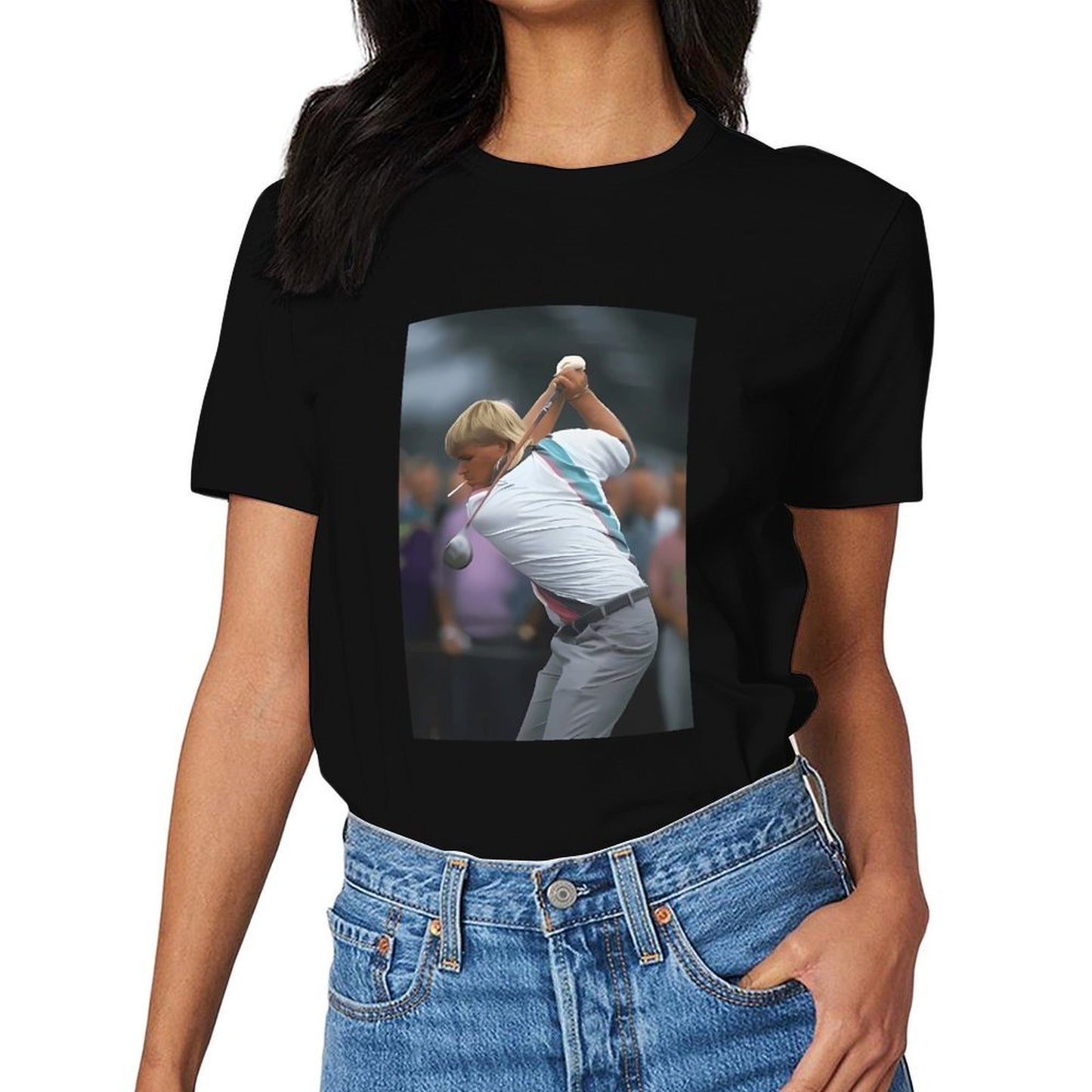 Inkmay Casual Cotton T-shirt Golf Player Swinging Club Boldly Unisex T-shirtClassicSeries StreetStyle T-Shirt