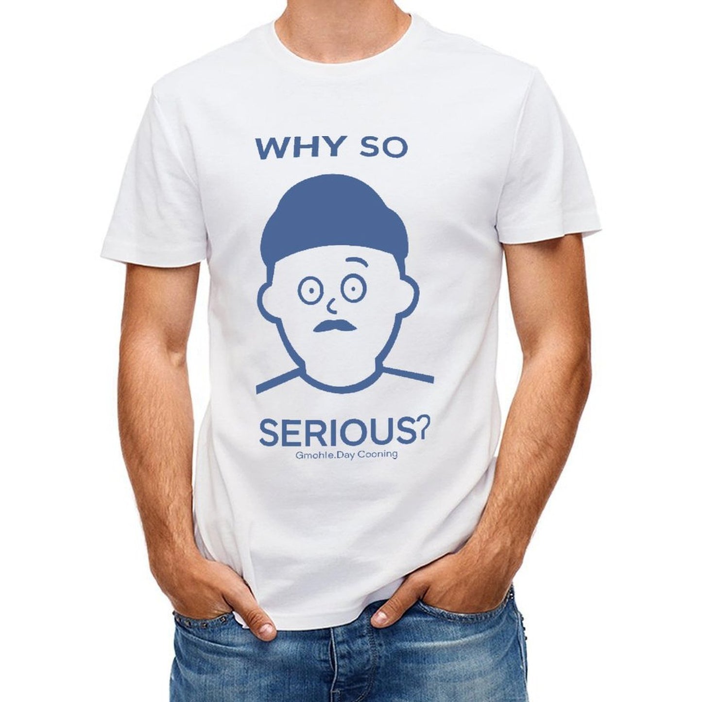 Inkmay Casual Cotton T-shirt Solid Blue Background No Pattern Prints Unisex T-shirt