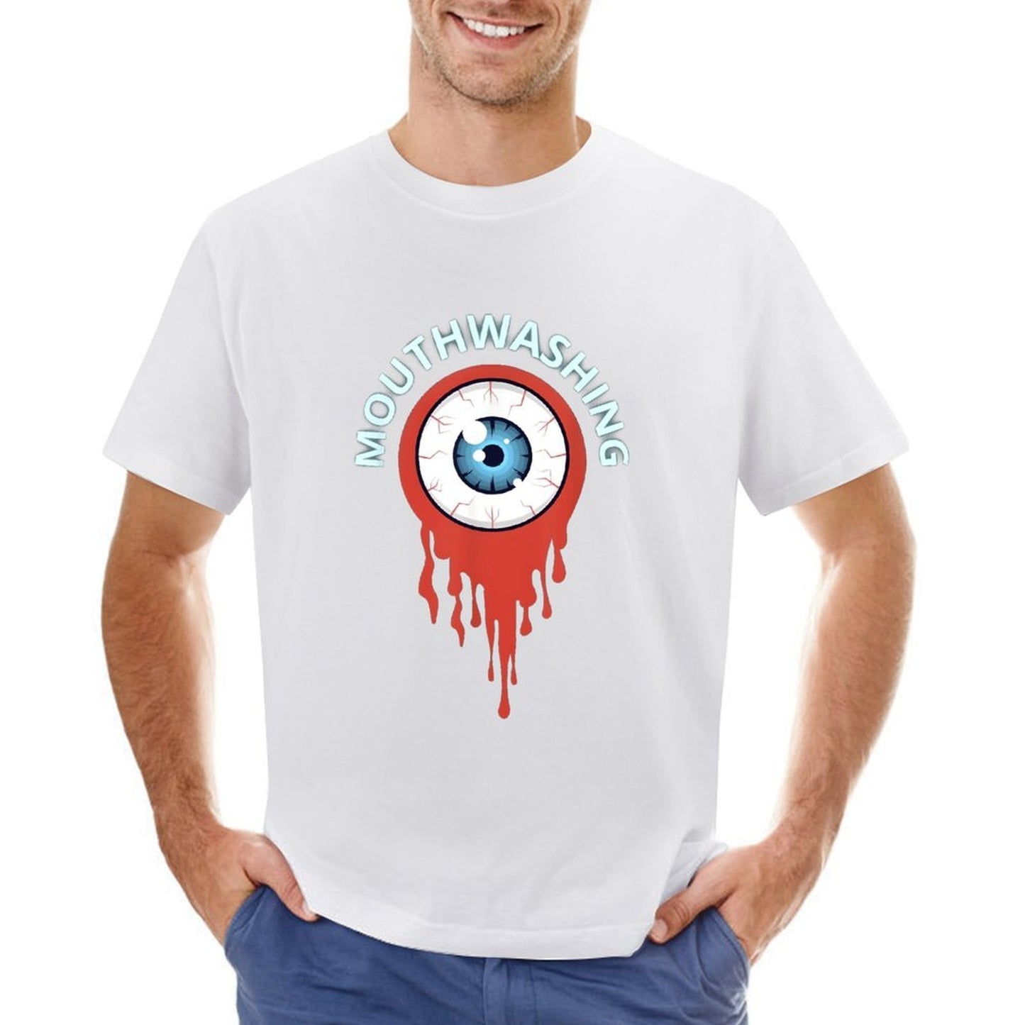 Inkmay Casual Cotton T-shirt Mouthwashing Eye With Red Tears Unisex T-shirtClassicFit Design-Your-Own T-Shirt
