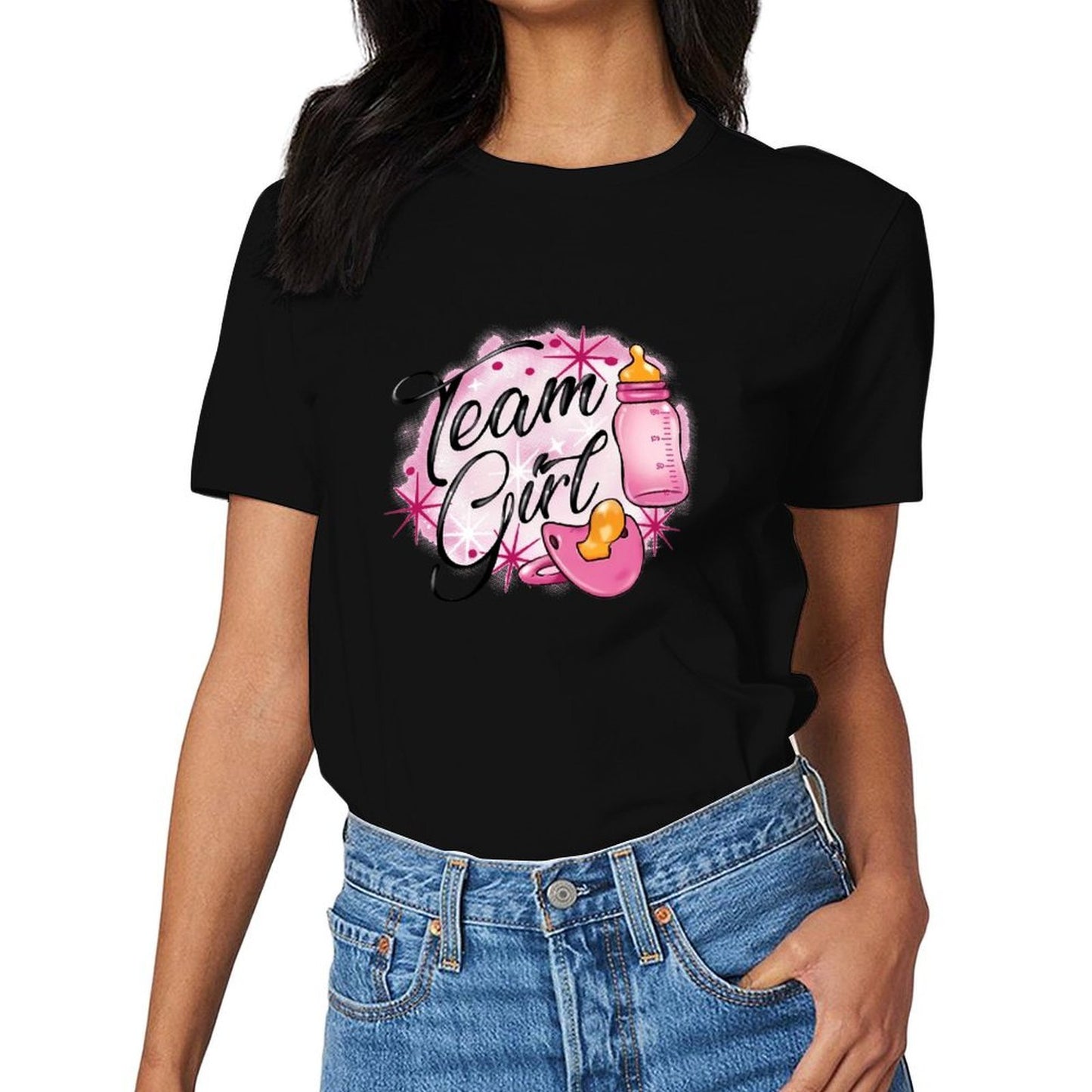 Inkmay Casual Cotton T-shirt Team Girl Pink Baby Items Unisex T-shirtRegular Natural T-Shirt