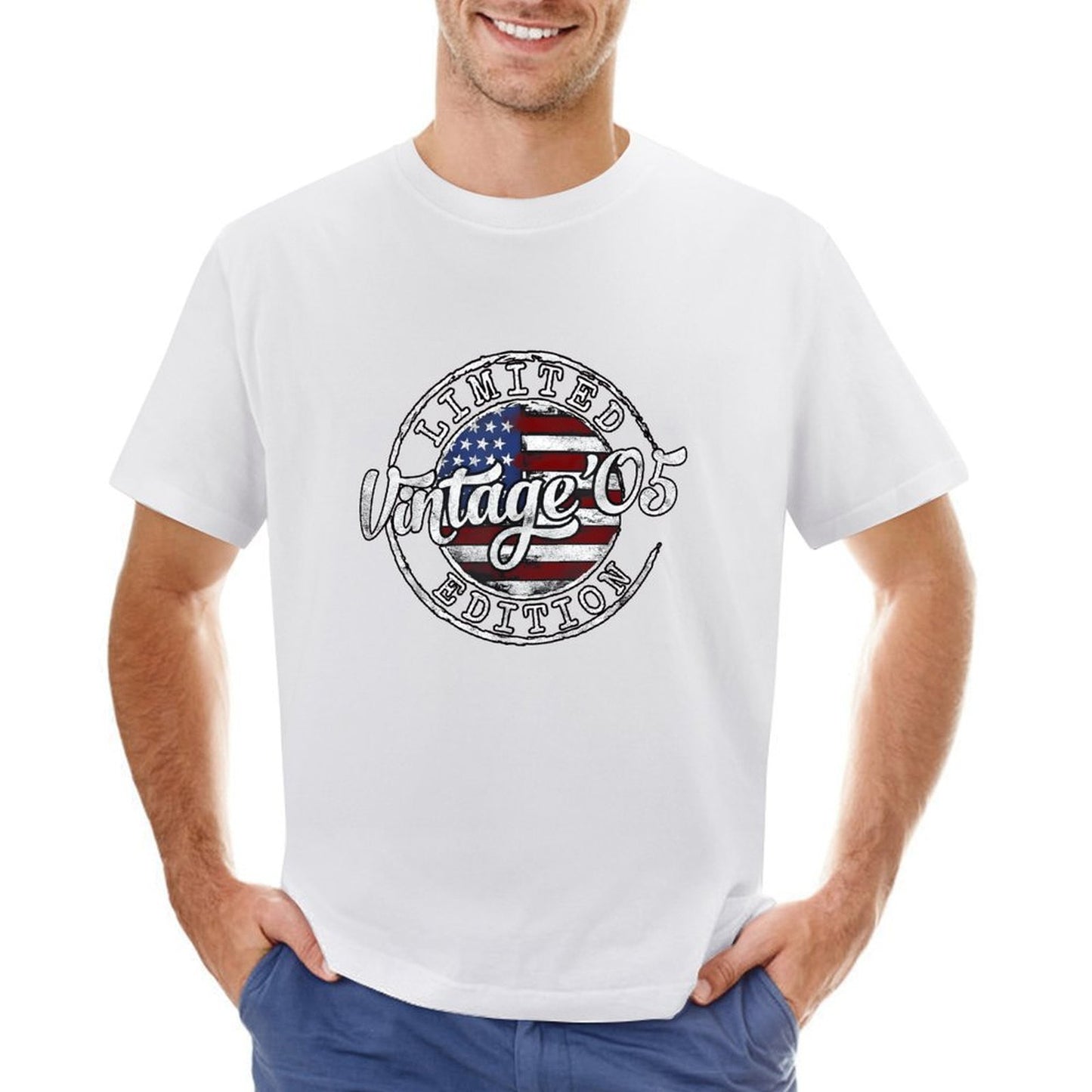Inkmay Casual Cotton T-shirt Limited Edition Vintage American Flag Design Unisex T-shirtCleanCut Performance T-Shirt