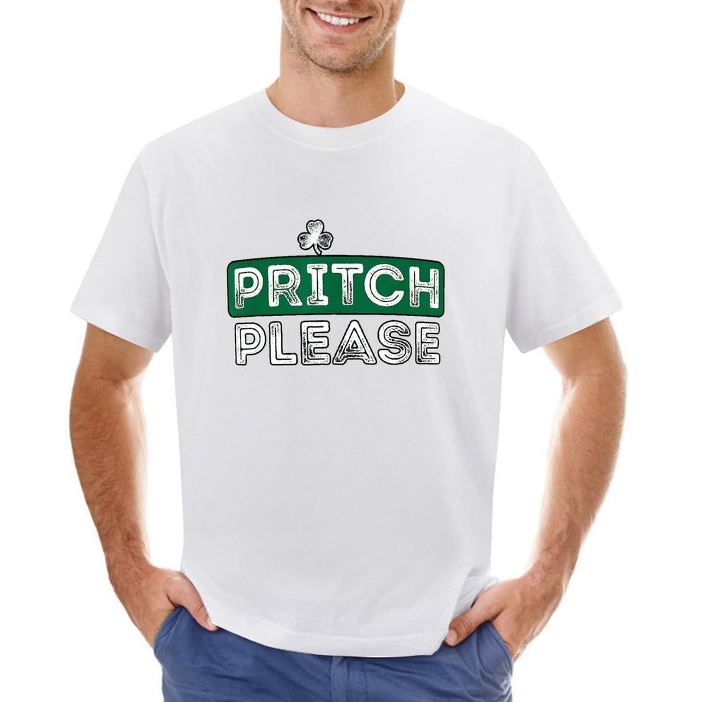 Inkmay Casual Cotton T-shirt Green Background With White Text Pritch Unisex T-shirtWrinkle-Free TrueComfort T-Shirt
