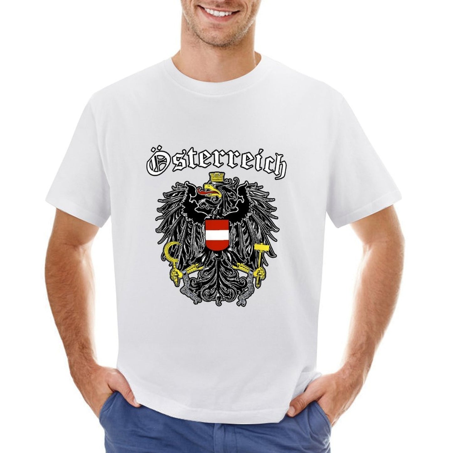 Inkmay Casual Cotton T-shirt Austria Coat Of Arms Pattern Print Unisex T-shirtSharp Softstyle T-Shirt