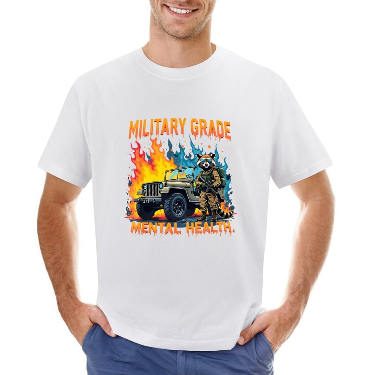 Inkmay Casual Cotton T-shirt Military Grade Mental Health Artwork Design Unisex T-shirtFade-Proof SmoothWear T-Shirt