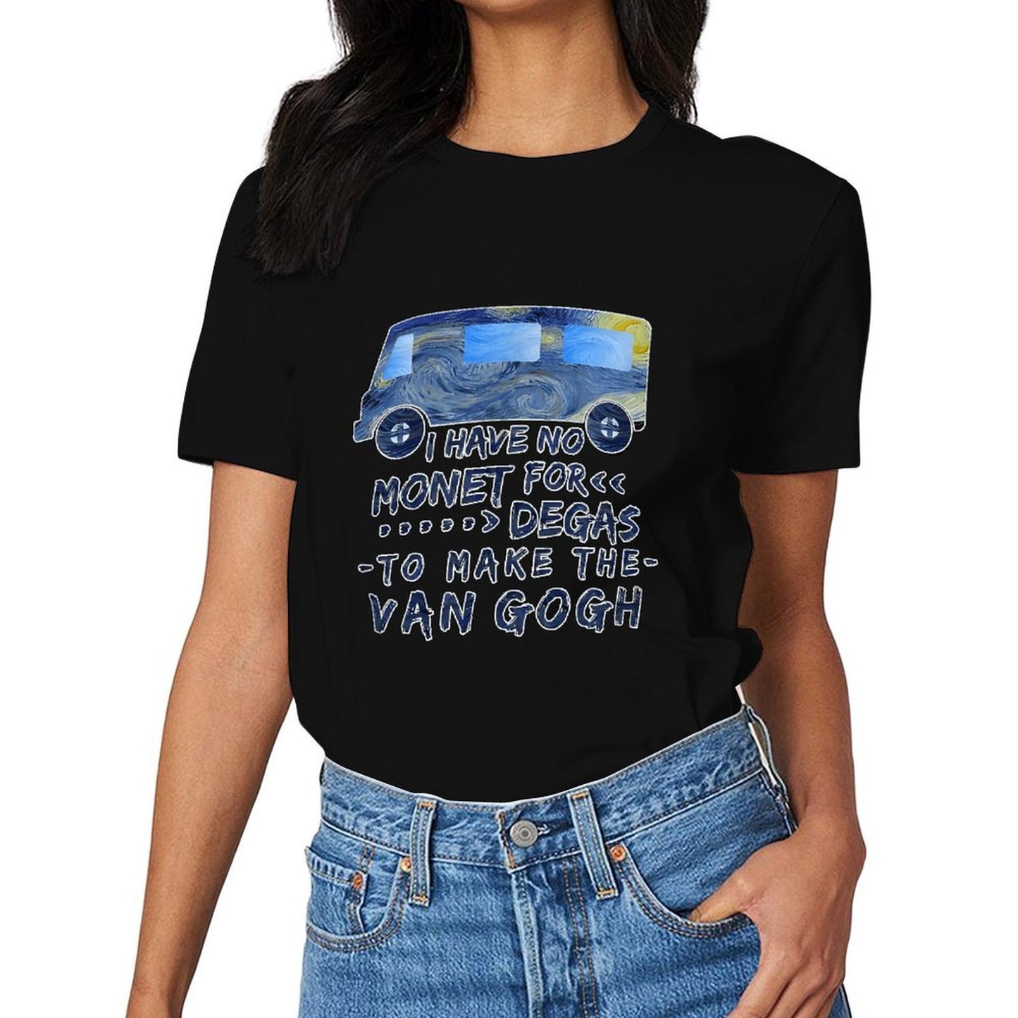 Inkmay Casual Cotton T-shirt Van Gogh Inspired Van Art Print Unisex T-shirtTrueStyle BasicSeries T-Shirt