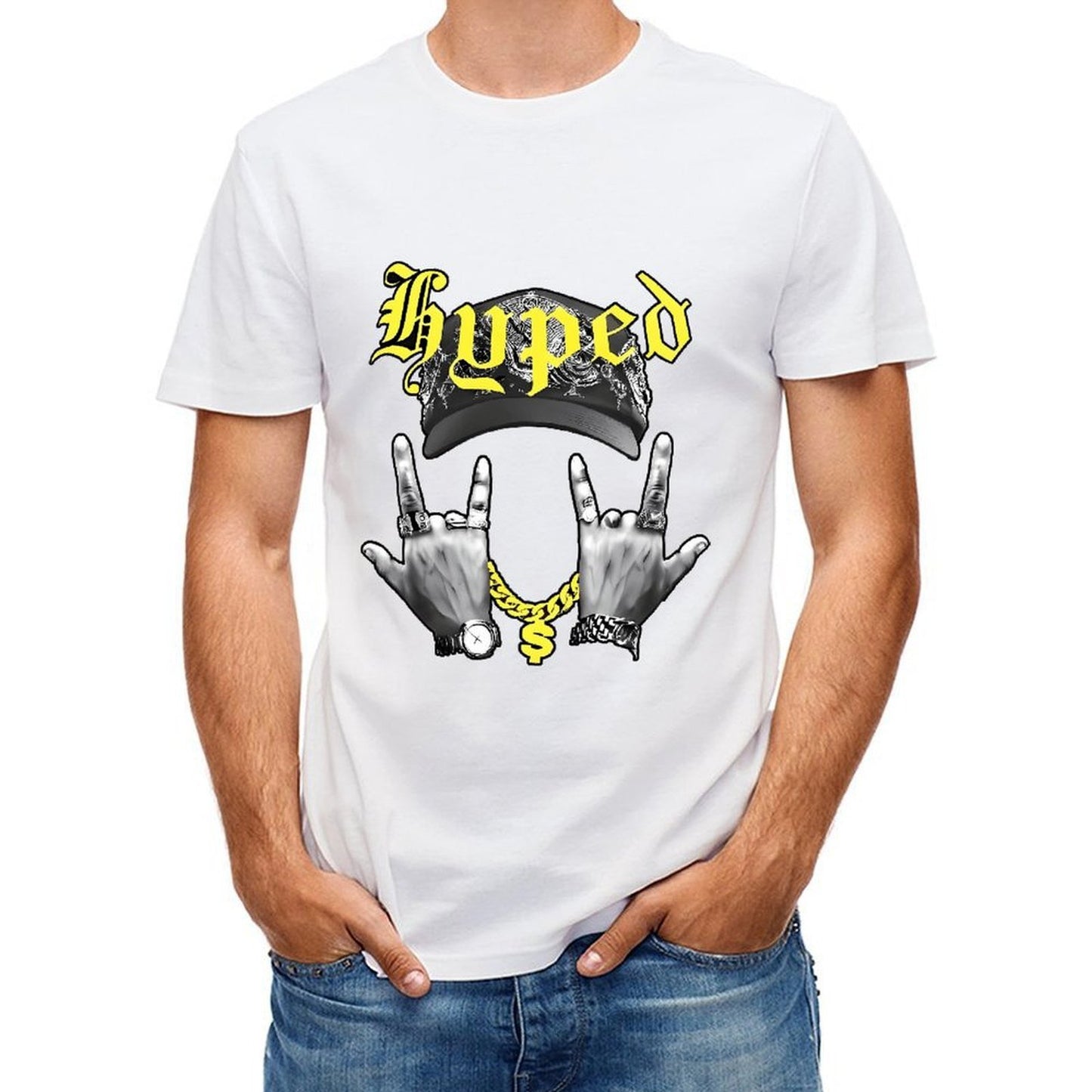 Inkmay Casual Cotton T-shirt Hyped Cap With Intricate Design Art Unisex T-shirtTear-Resistant Unisex T-Shirt