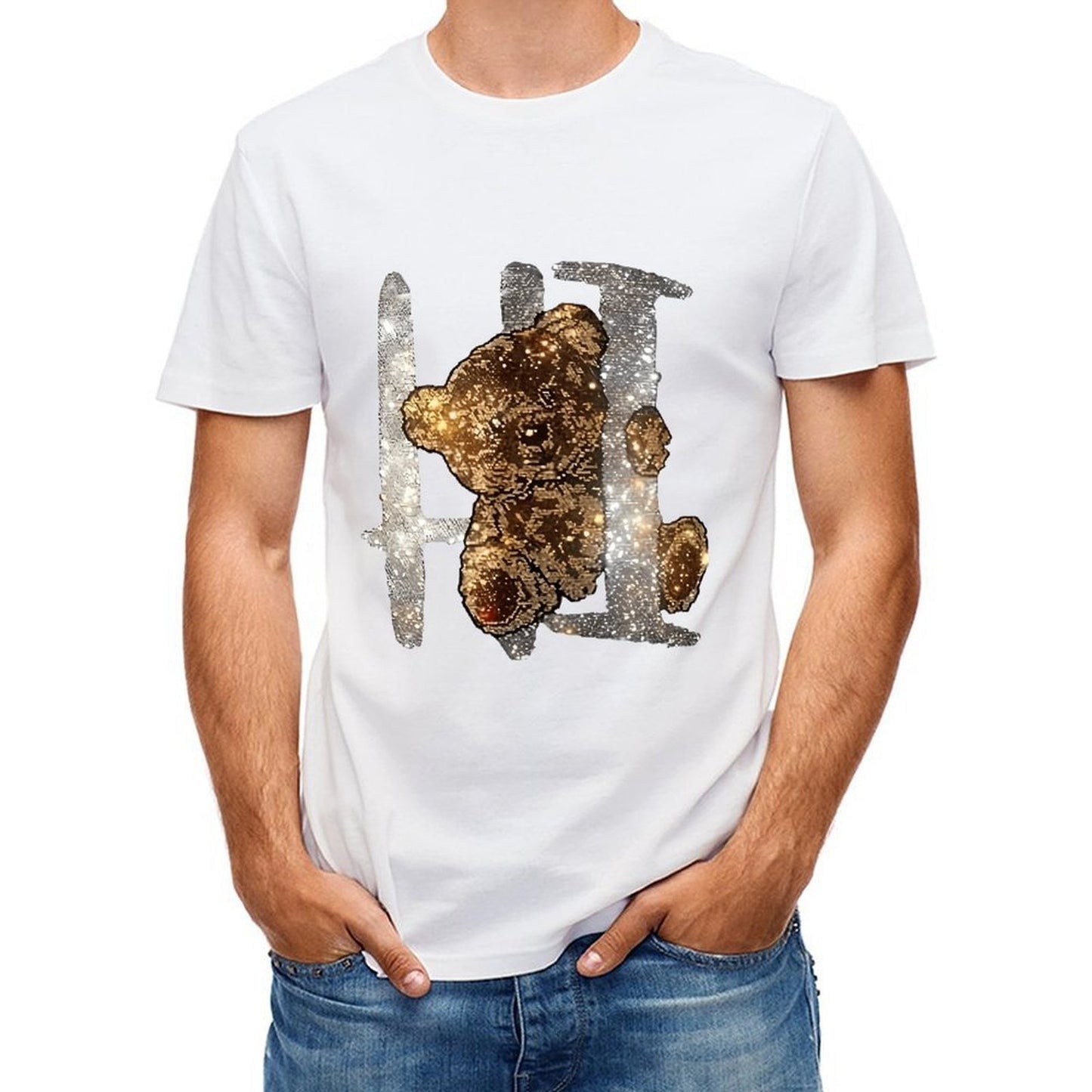 Inkmay Casual Cotton T-shirt Golden Abstract Design With Sparkling Elements Unisex T-shirtPure Moisture-Wicking T-Shirt