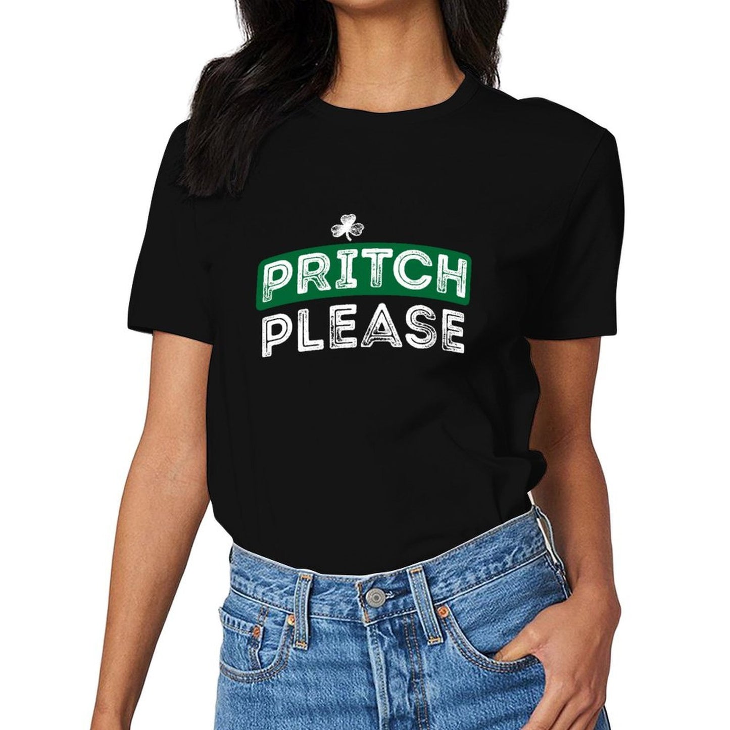Inkmay Casual Cotton T-shirt Green Background With White Text Pritch Unisex T-shirtWrinkle-Free TrueComfort T-Shirt