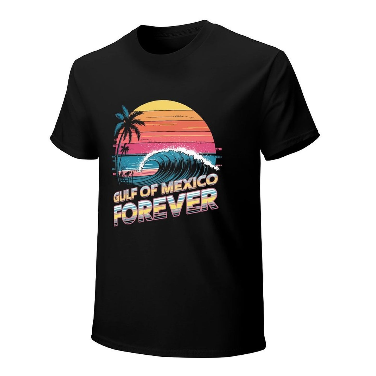 Inkmay Casual Cotton T-shirt Gulf Of Mexico Forever Pattern Print Unisex T-shirtEasy-Care Lightweight T-Shirt