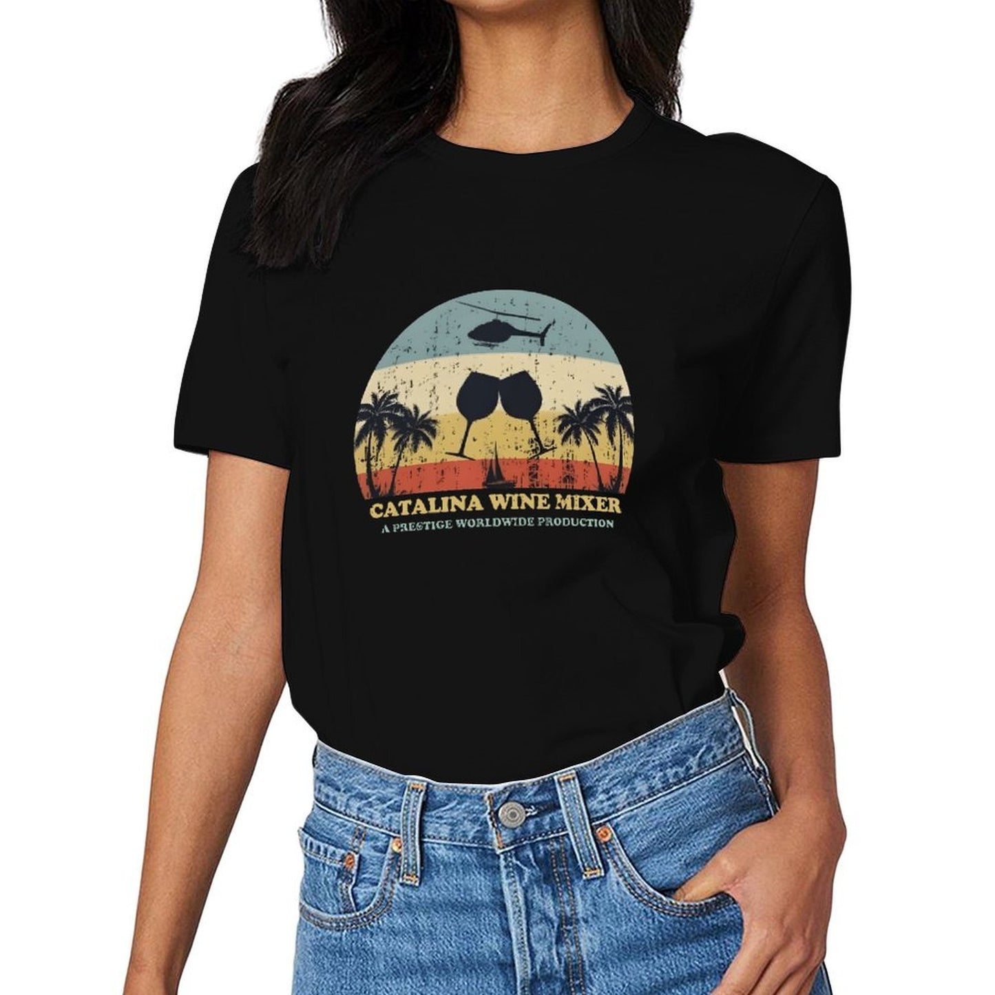 Inkmay Casual Cotton T-shirt Catalina Wine Mixer Helicopter Palm Trees Unisex T-shirtNeutral EverydayFit T-Shirt