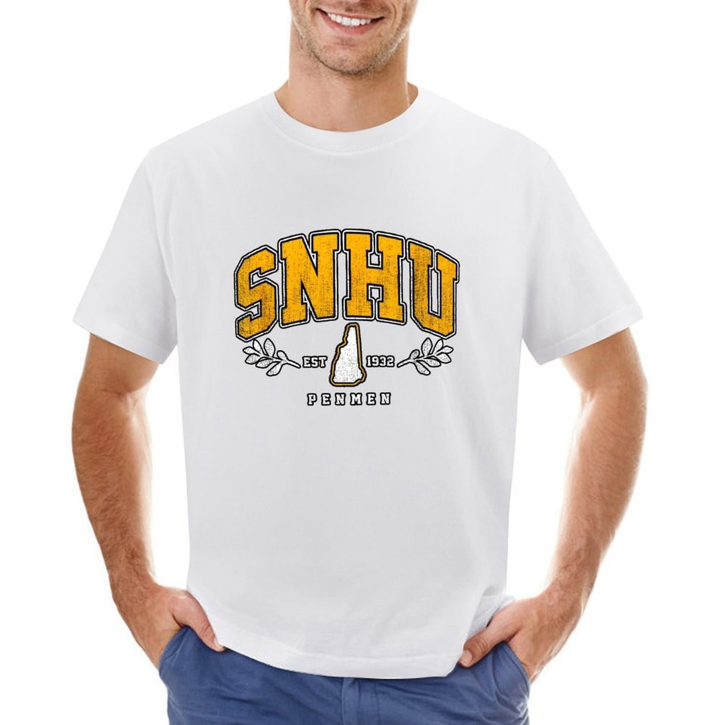 Inkmay Casual Cotton T-shirt Snhu Logo With State Outline Unisex T-shirtWeekend Softstyle T-Shirt