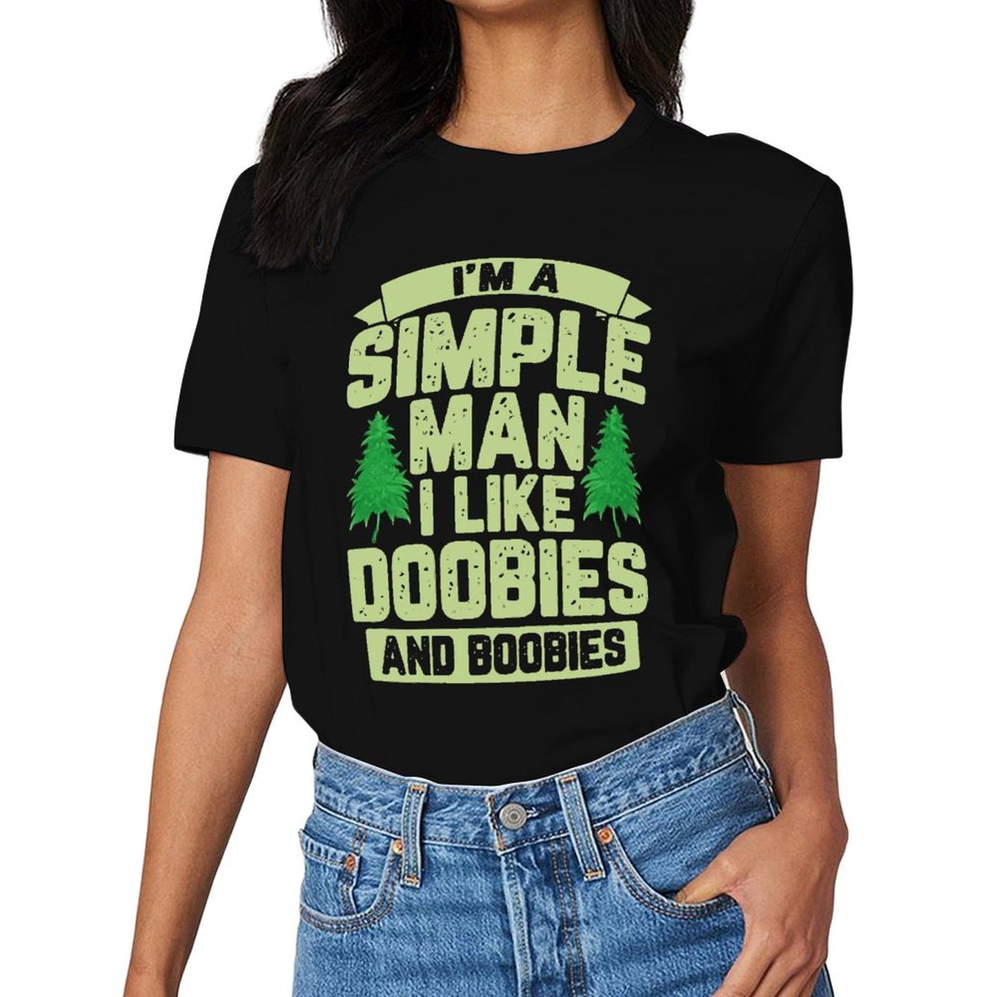 Inkmay Casual Cotton T-shirt Green Trees On Light Background Design Unisex T-shirtBreathable Eco / Sustainable T-Shirt