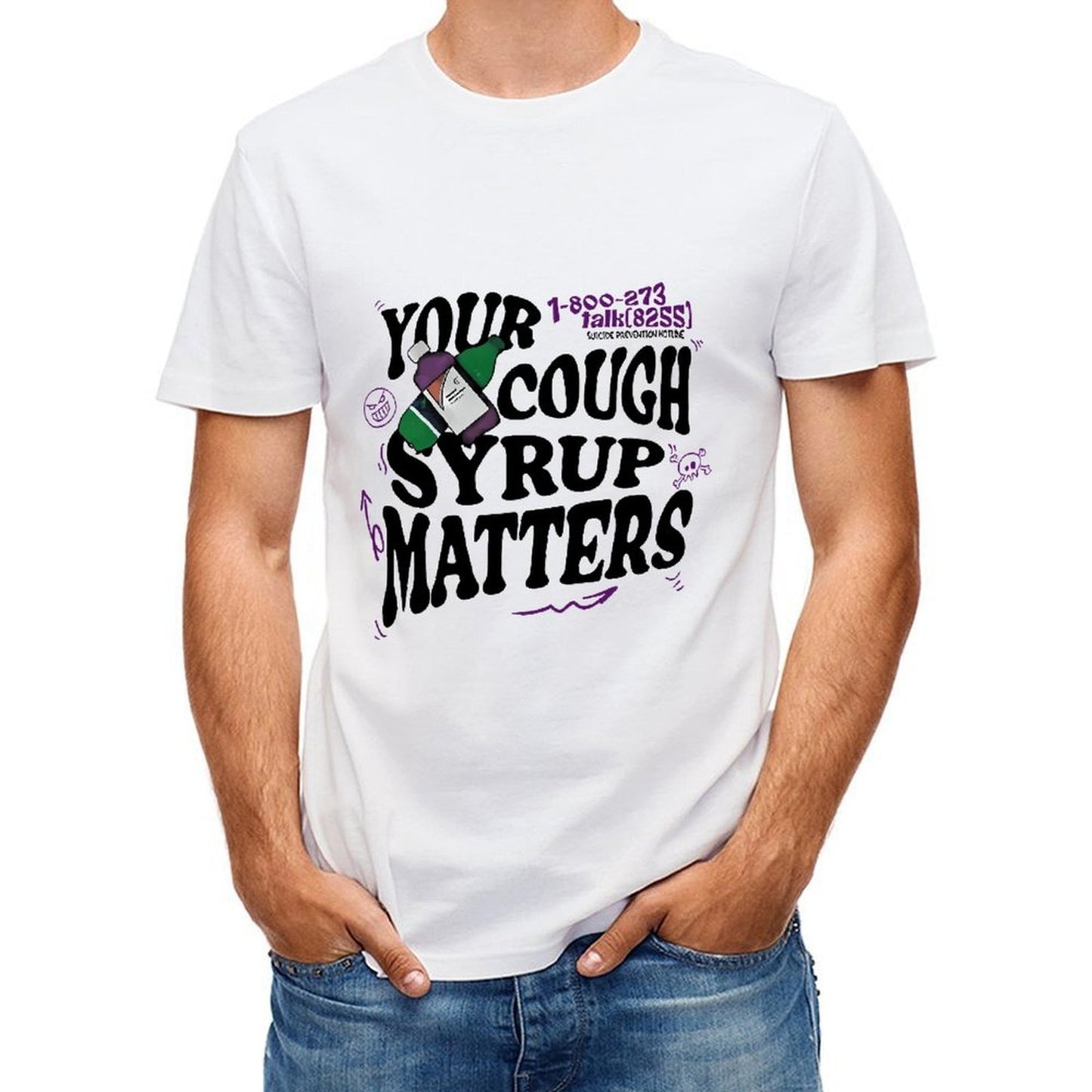 Inkmay Casual Cotton T-shirt Your Cough Syrup Matters Suicide Prevention Unisex T-shirt
