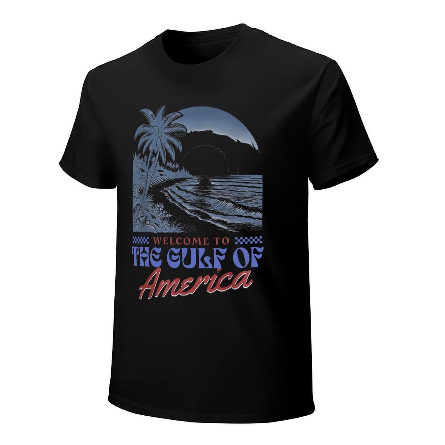 Inkmay Casual Cotton T-shirt Beach Scene With Palm Trees Unisex T-shirtLifestyleLine Pocket Tee T-Shirt