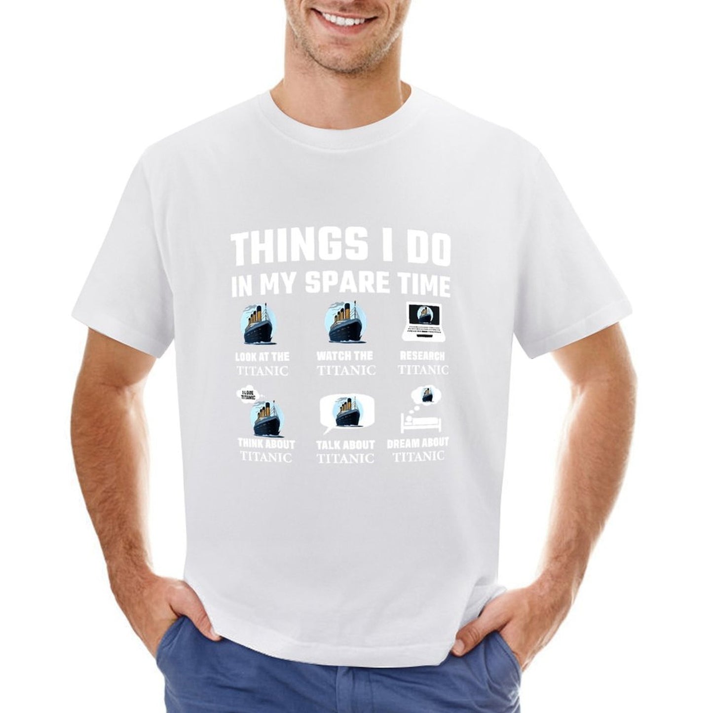 Inkmay Casual Cotton T-shirt Titanic Ship On Iceberg Background Unisex T-shirtUnisex TimelessComfort T-Shirt