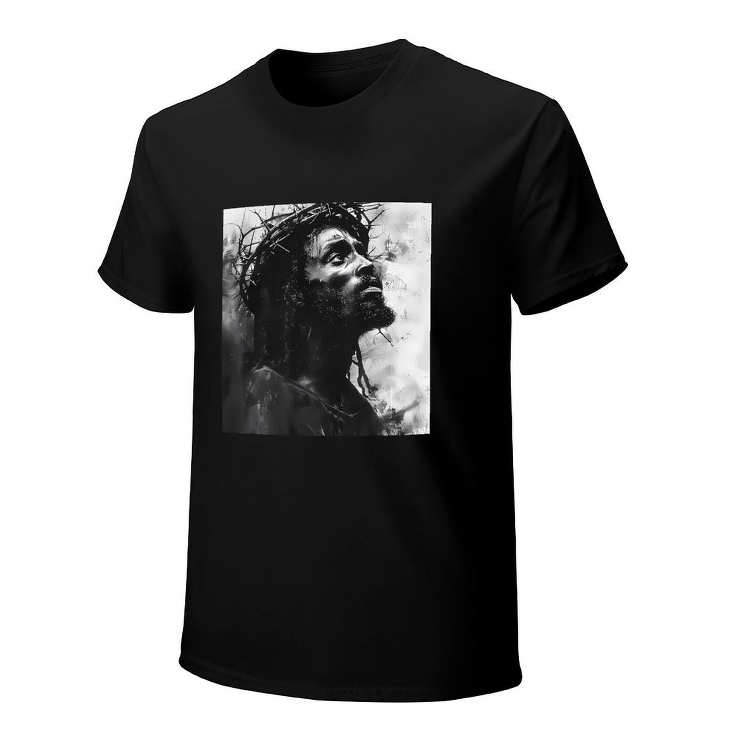 Inkmay Casual Cotton T-shirt Artistic Jesus With Crown Of Thorns Unisex T-shirtClassic Fit Crisp Print T-Shirt