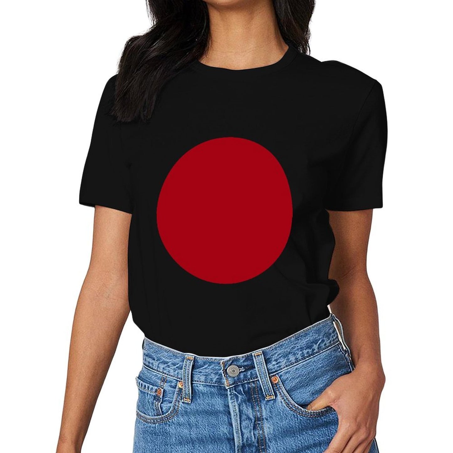 Inkmay Casual Cotton T-shirt Red Background With White Lines Unisex T-shirtFundraising Plain T-Shirt