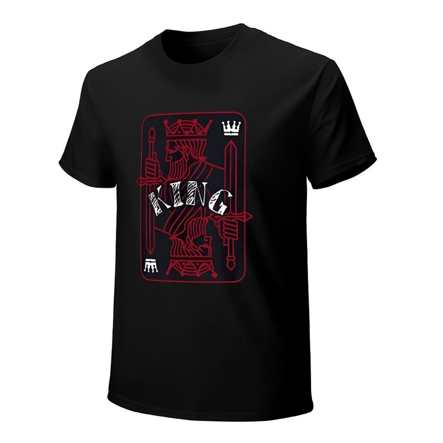Inkmay Casual Cotton T-shirt King Card Design With Swords Unisex T-shirtSimple YearRound T-Shirt